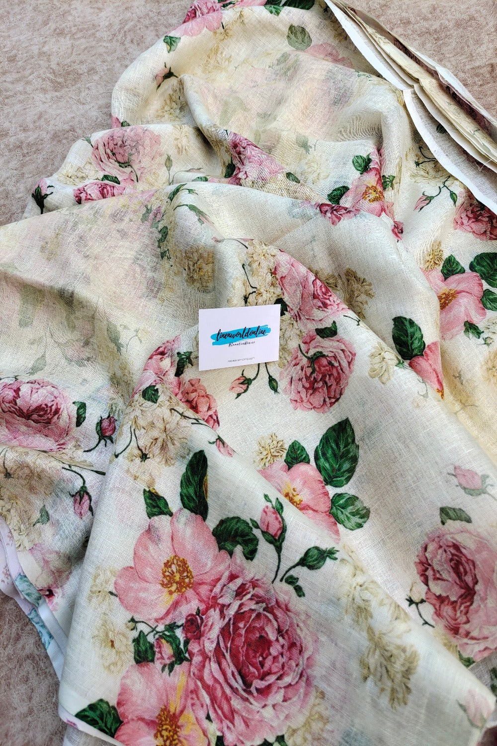 Maryam - Buy Pure Linen Floral Digital Printed Linen Saree - linenworldonline.in
