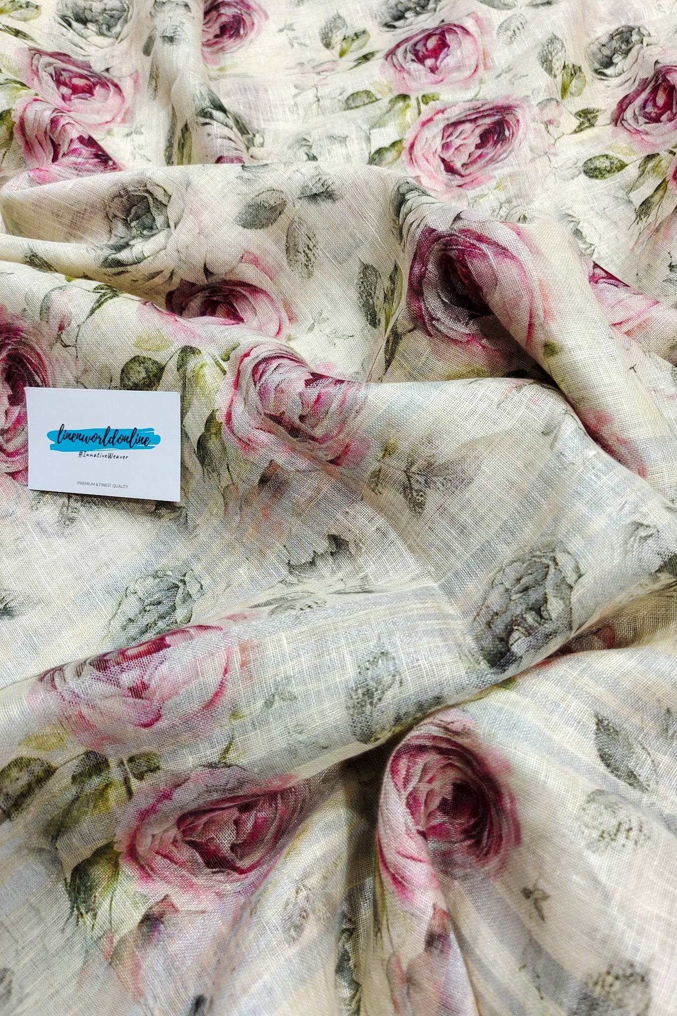 rashmi - pure linen digital printed saree -linenworldonline.in