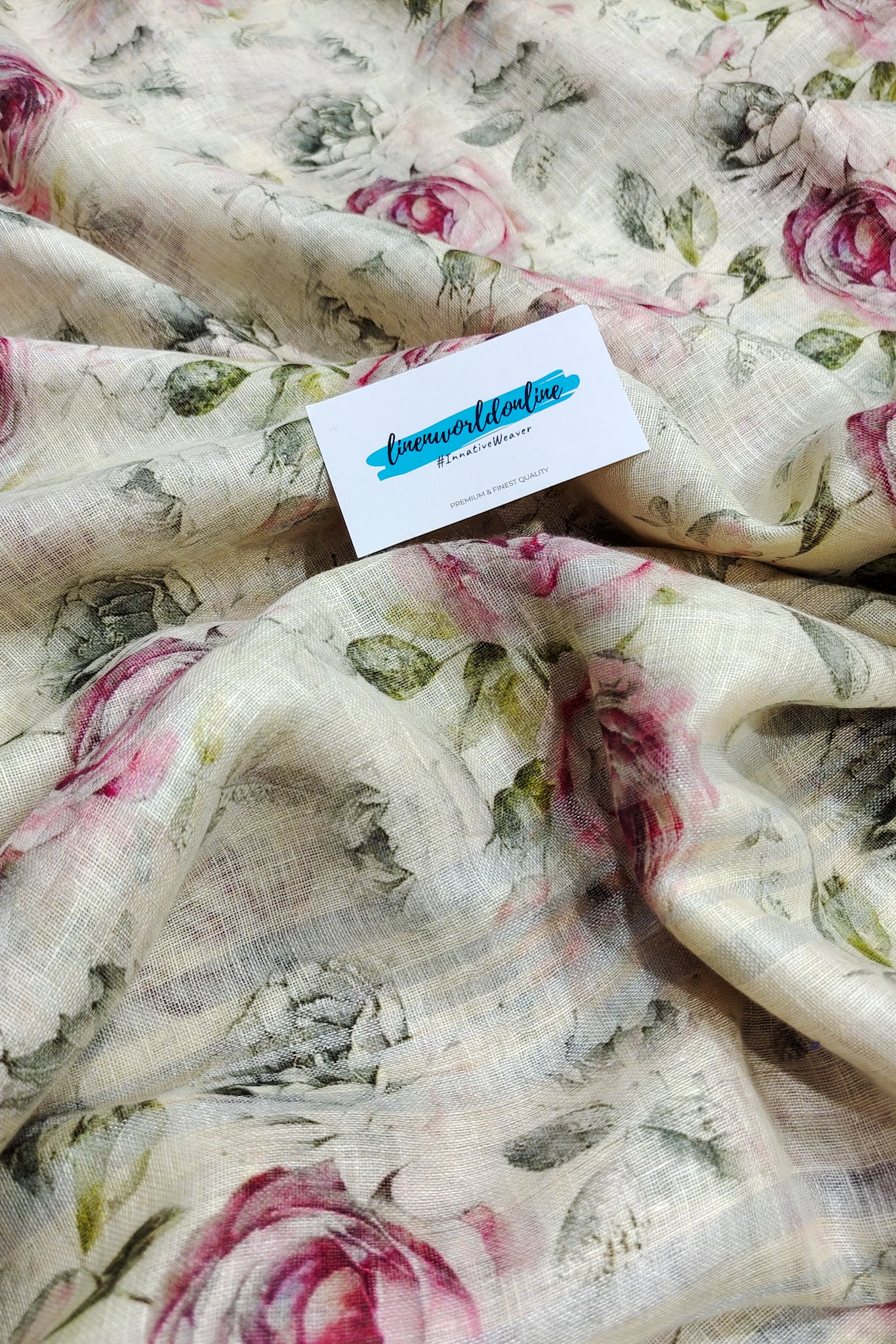 rashmi - pure linen digital printed saree -linenworldonline.in