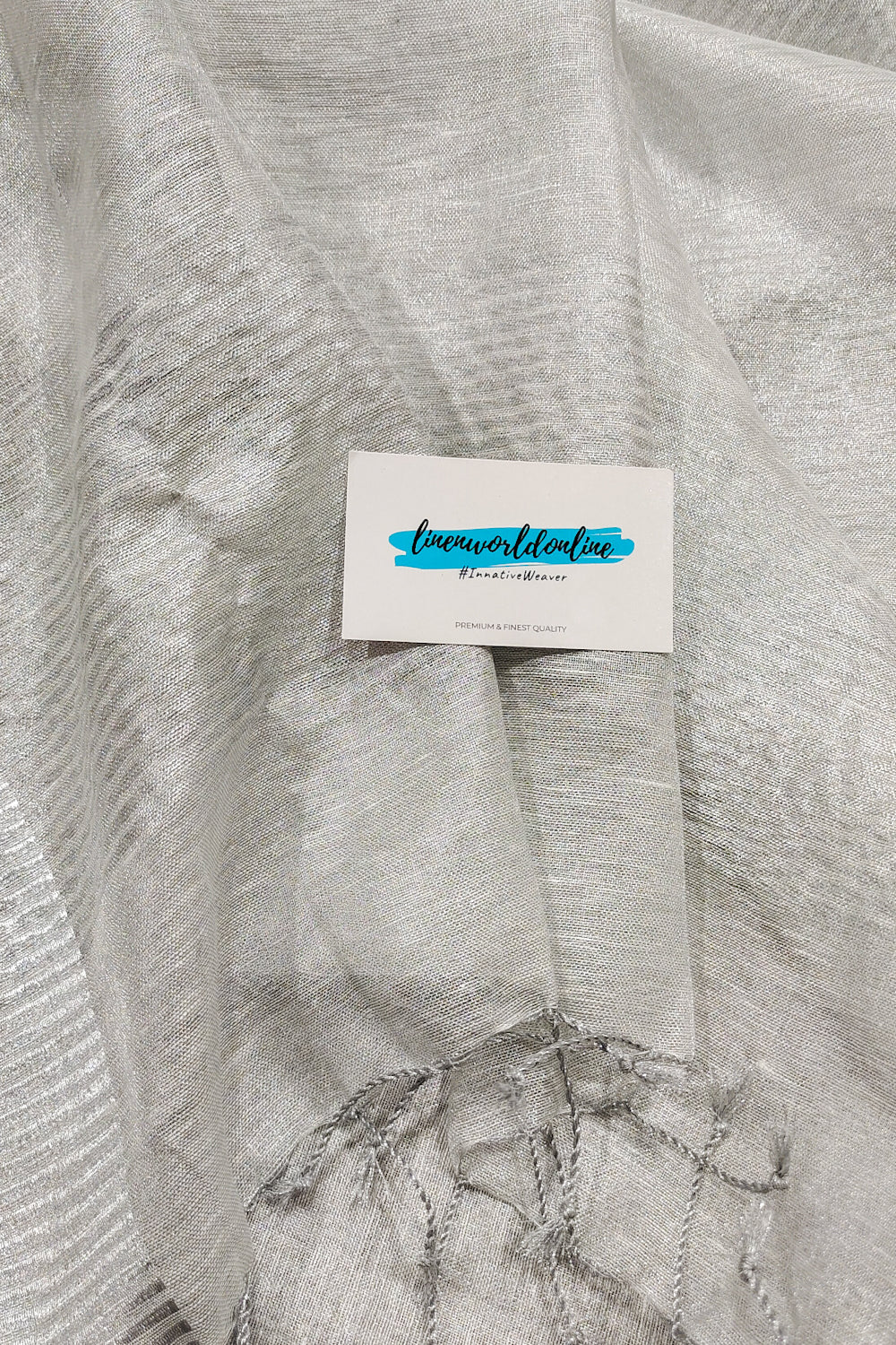 silver zari tissue linen saree - linenworldonline.in