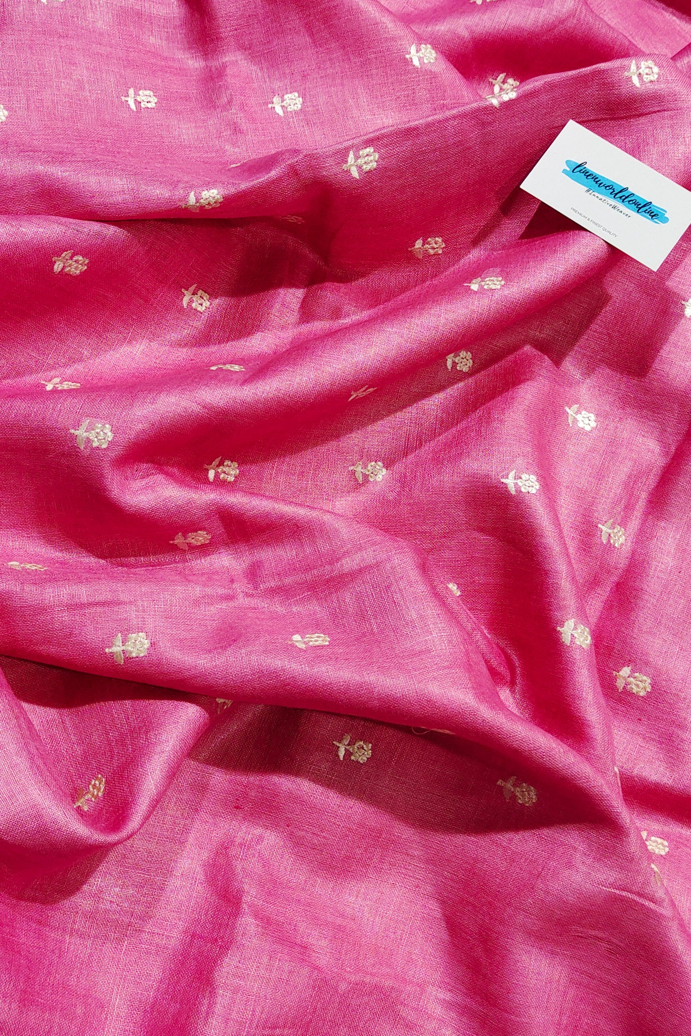 daisy embroidered linen saree - linenworldonline.in