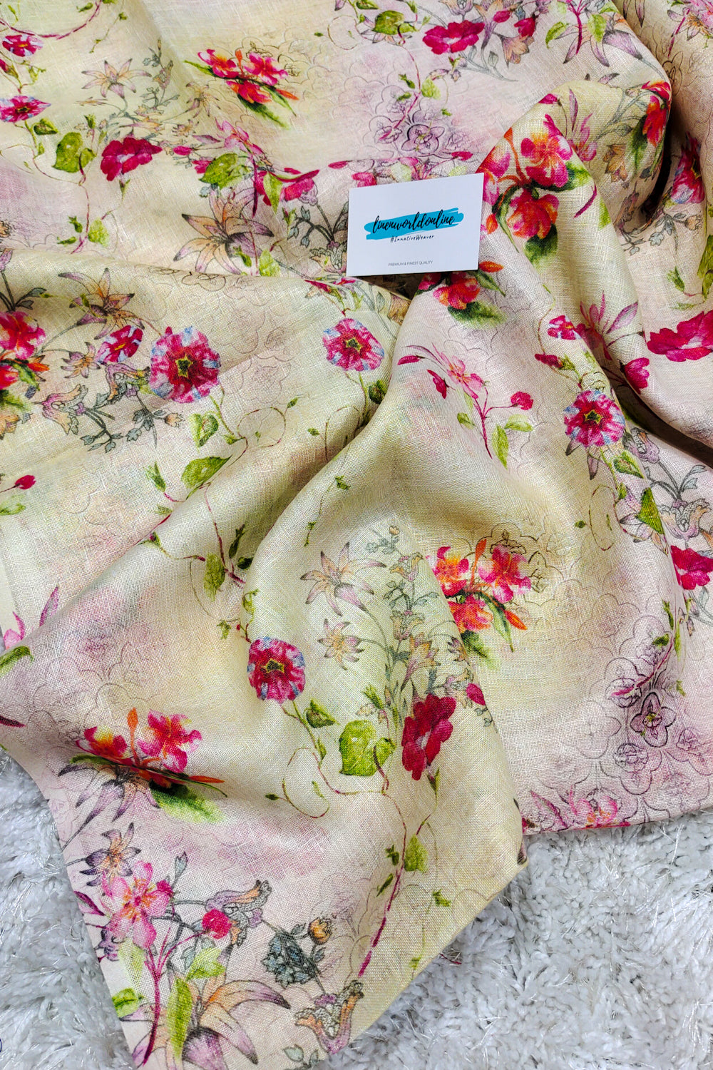 lily - digital printed pure linen saree - linenworldonline.in