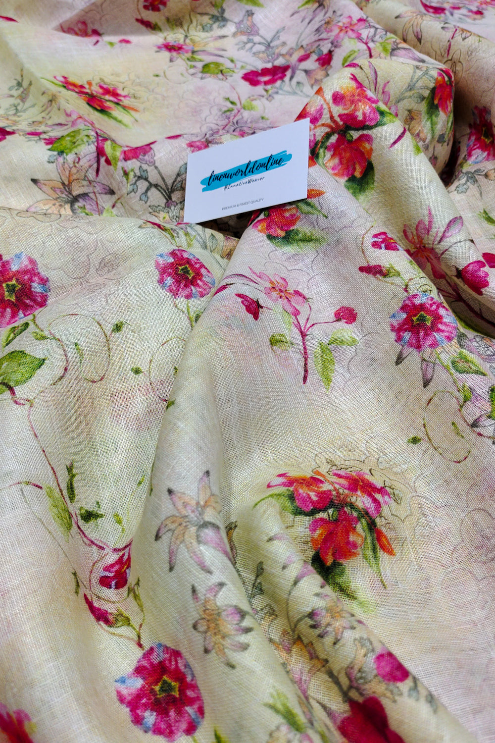 lily - digital printed pure linen saree - linenworldonline.in