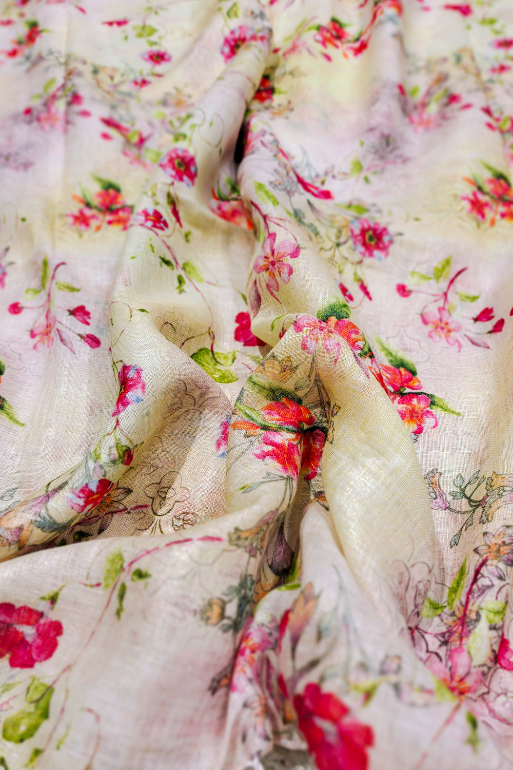 lily - digital printed pure linen saree - linenworldonline.in