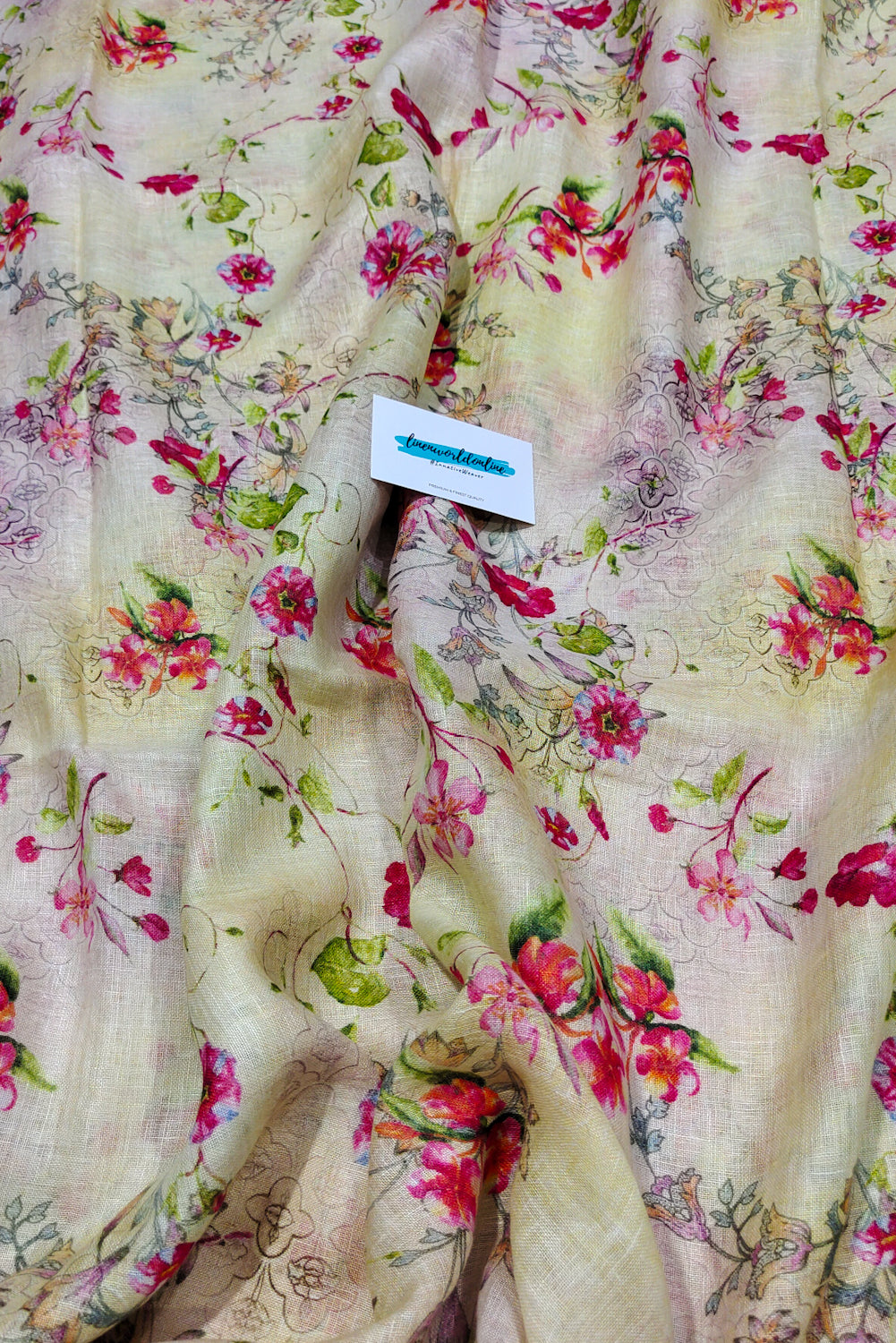 lily - digital printed pure linen saree - linenworldonline.in