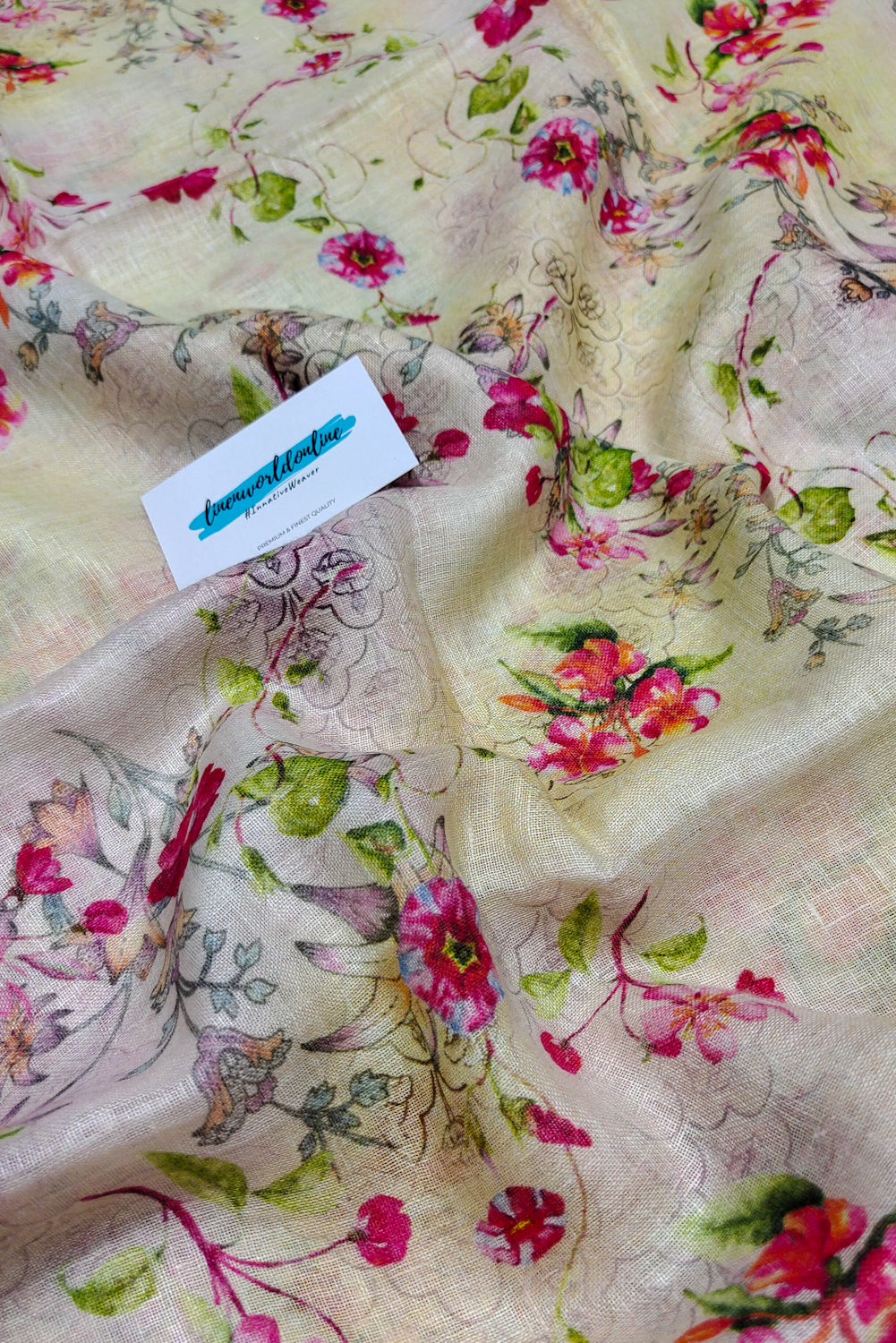 lily - digital printed pure linen saree - linenworldonline.in