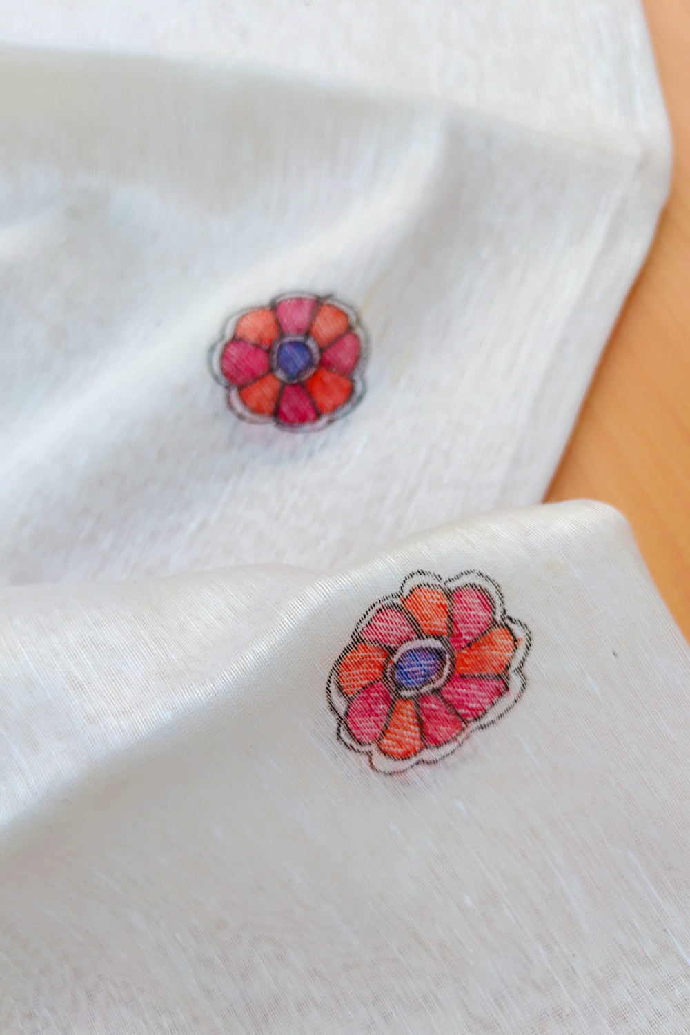 radha - madhubani handpainted silk linen saree - linenworldonline.in