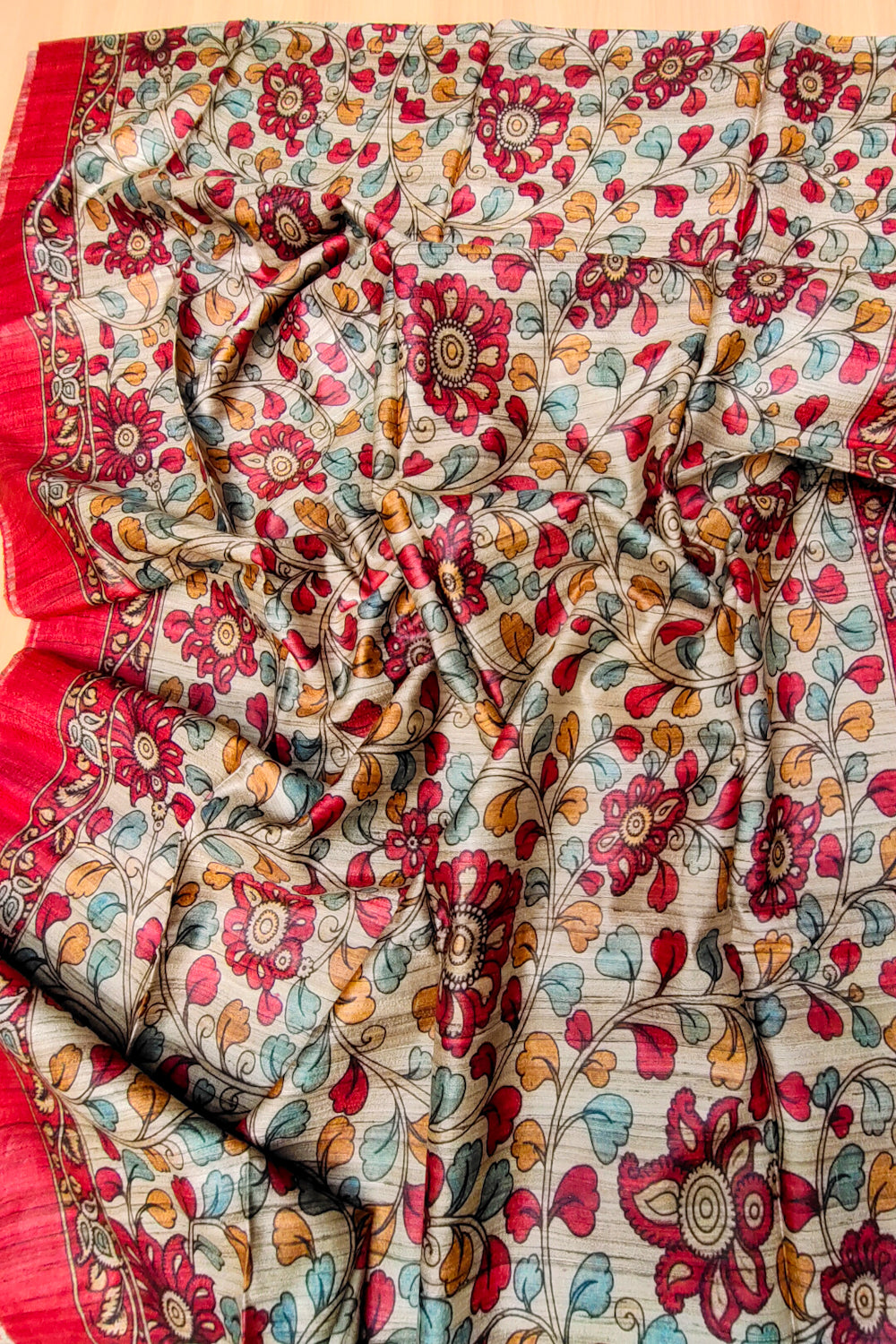 tarannum - digital printed tussar ghicha silk saree - linenworldonline.in