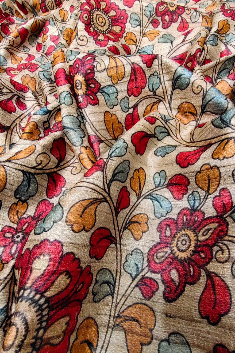 tarannum - digital printed tussar ghicha silk saree - linenworldonline.in