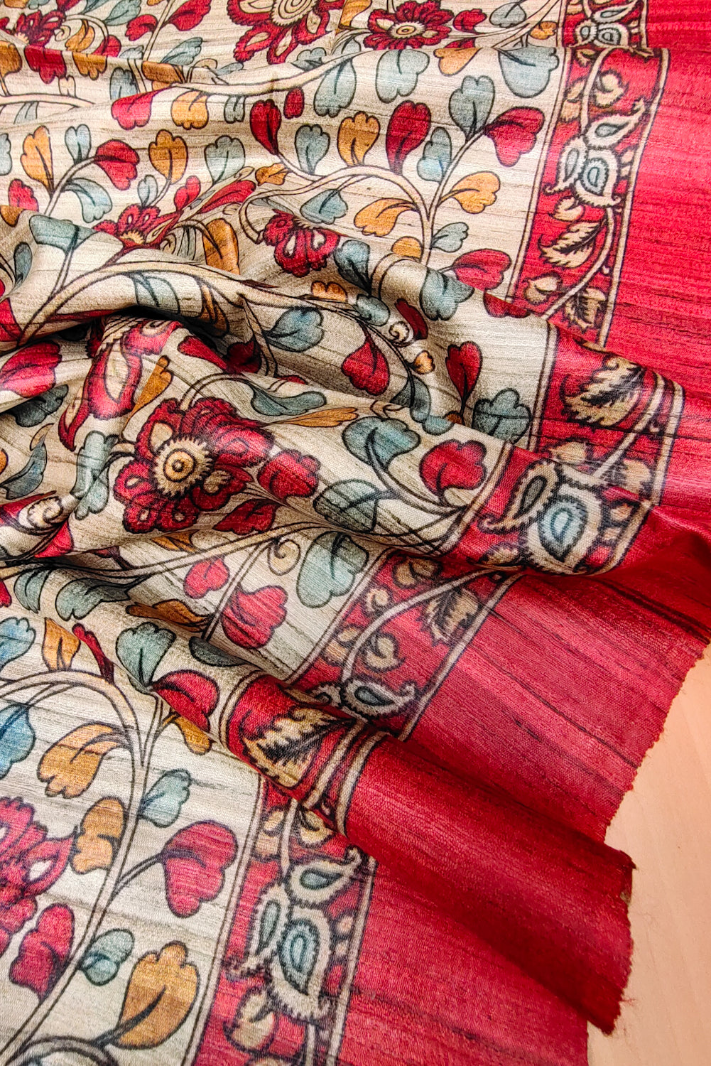 tarannum - digital printed tussar ghicha silk saree - linenworldonline.in