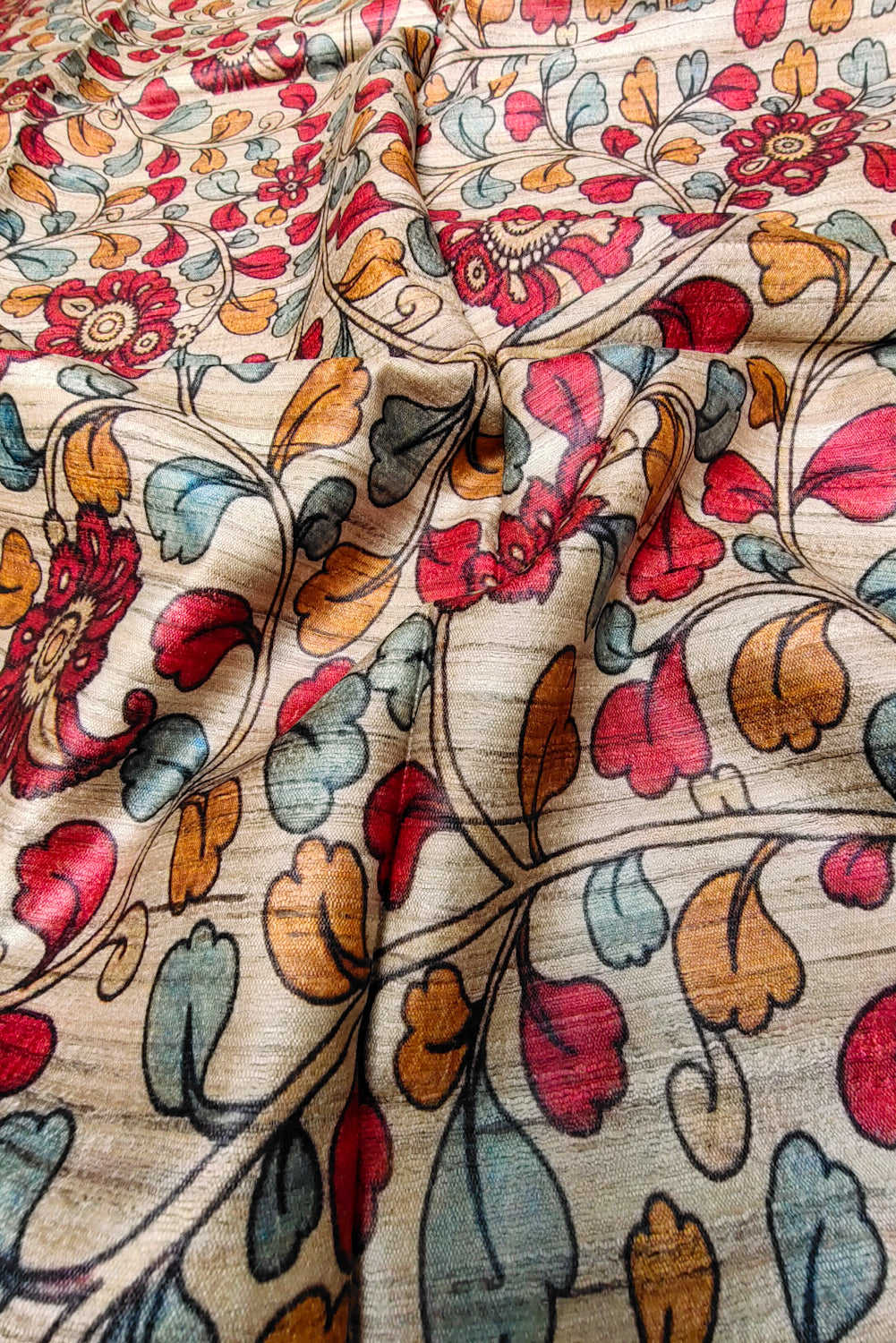 tarannum - digital printed tussar ghicha silk saree - linenworldonline.in