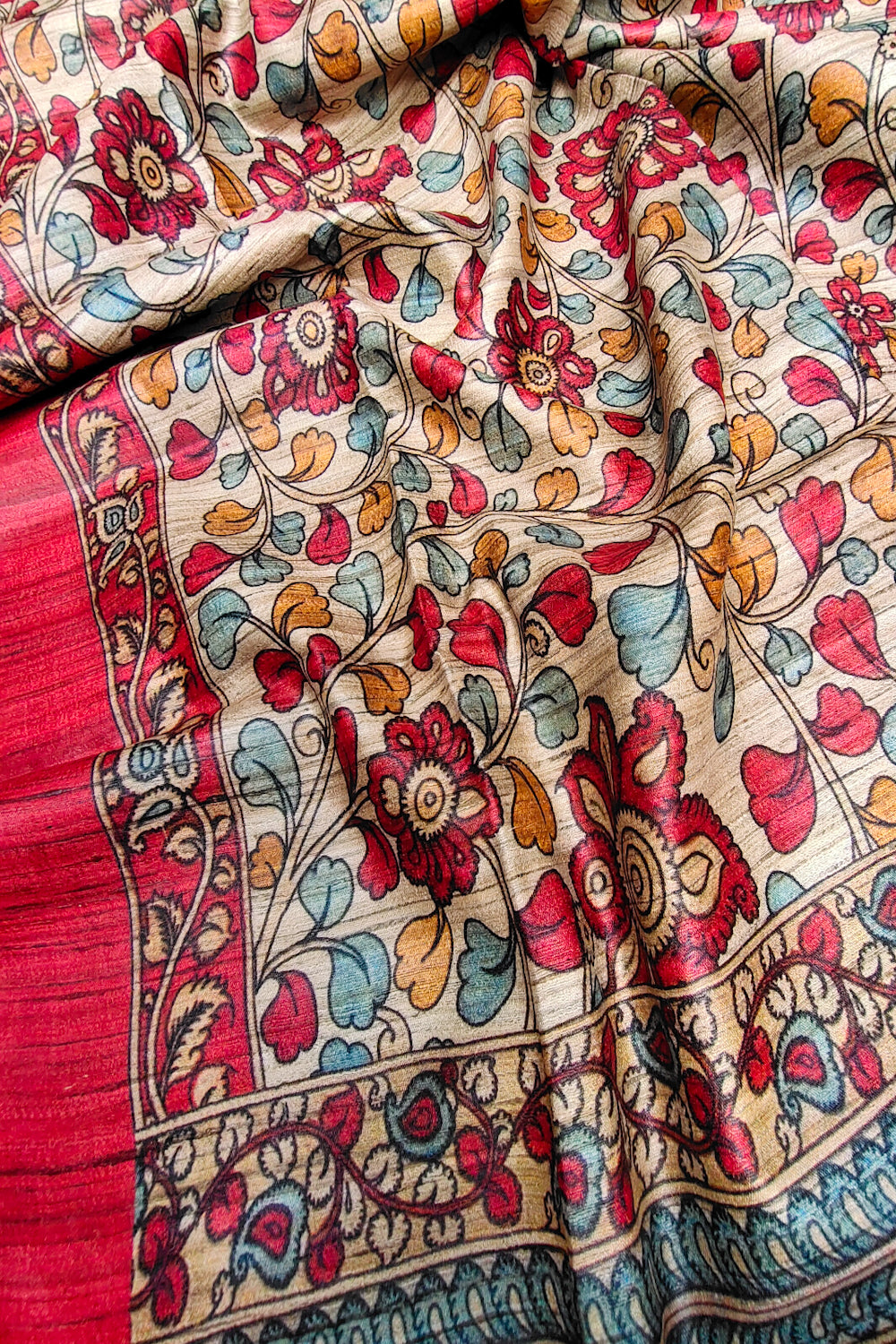 tarannum - digital printed tussar ghicha silk saree - linenworldonline.in