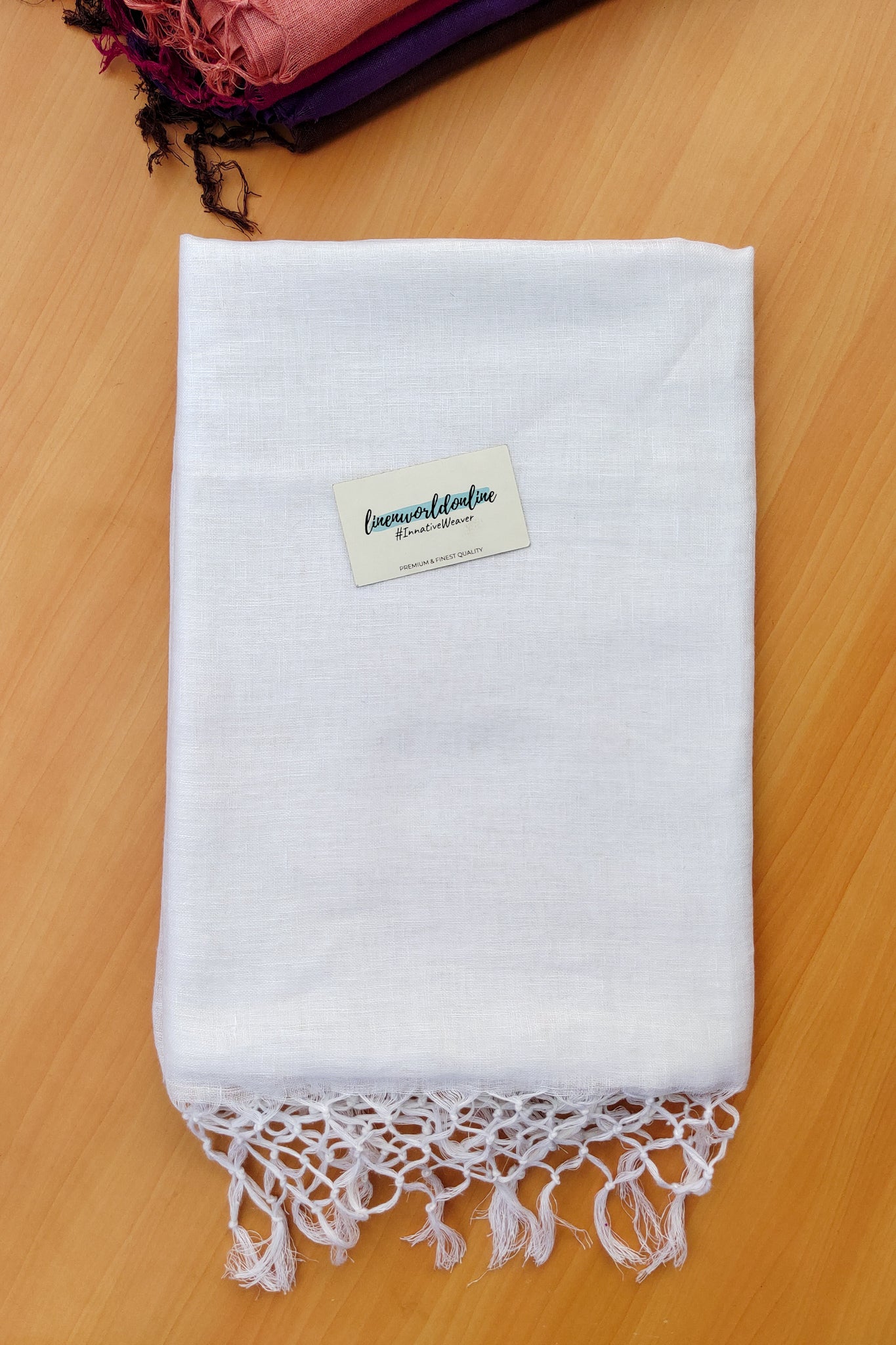 white pure linen saree - linenworldonline.in