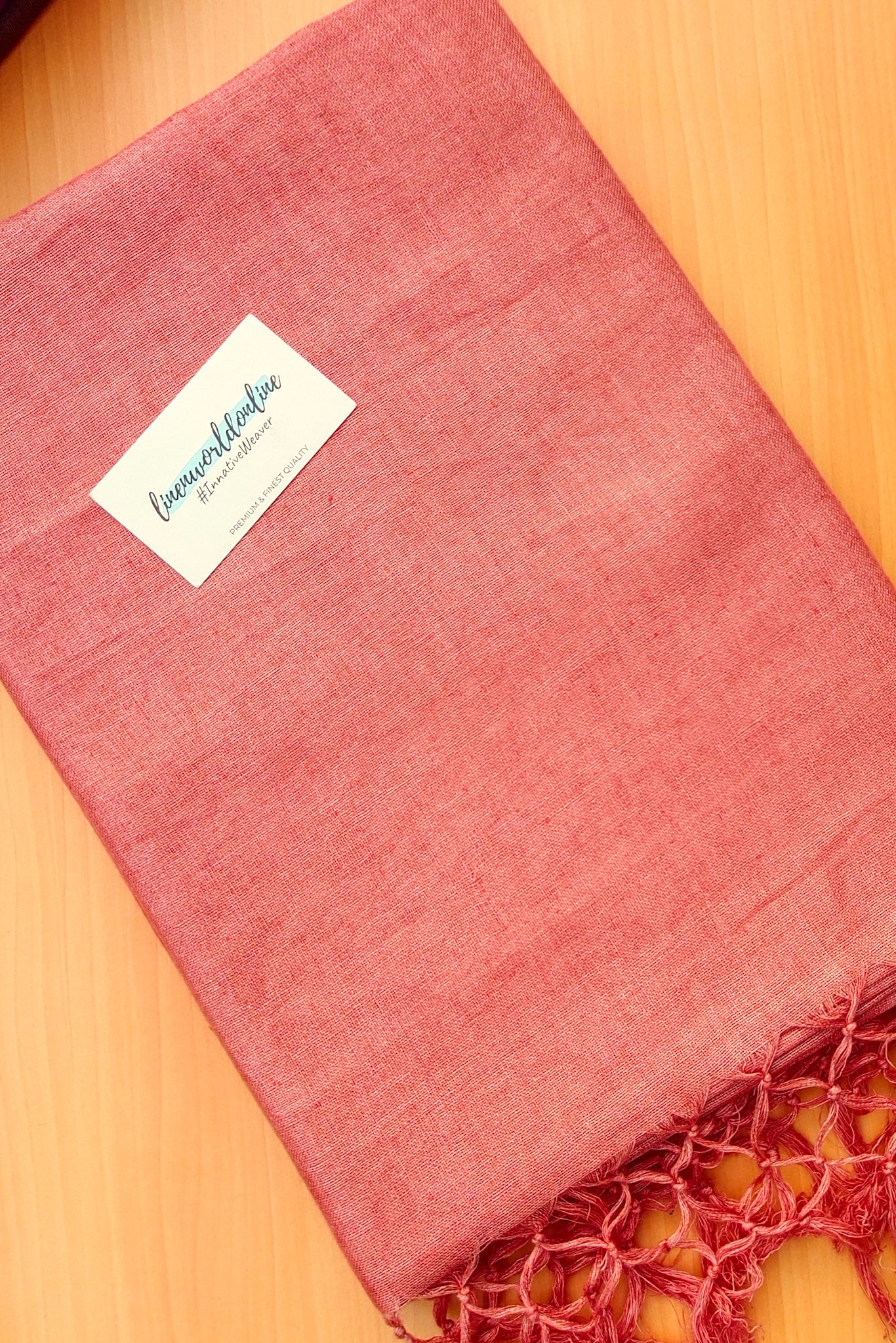 peach pure linen saree - linenworldonline.in
