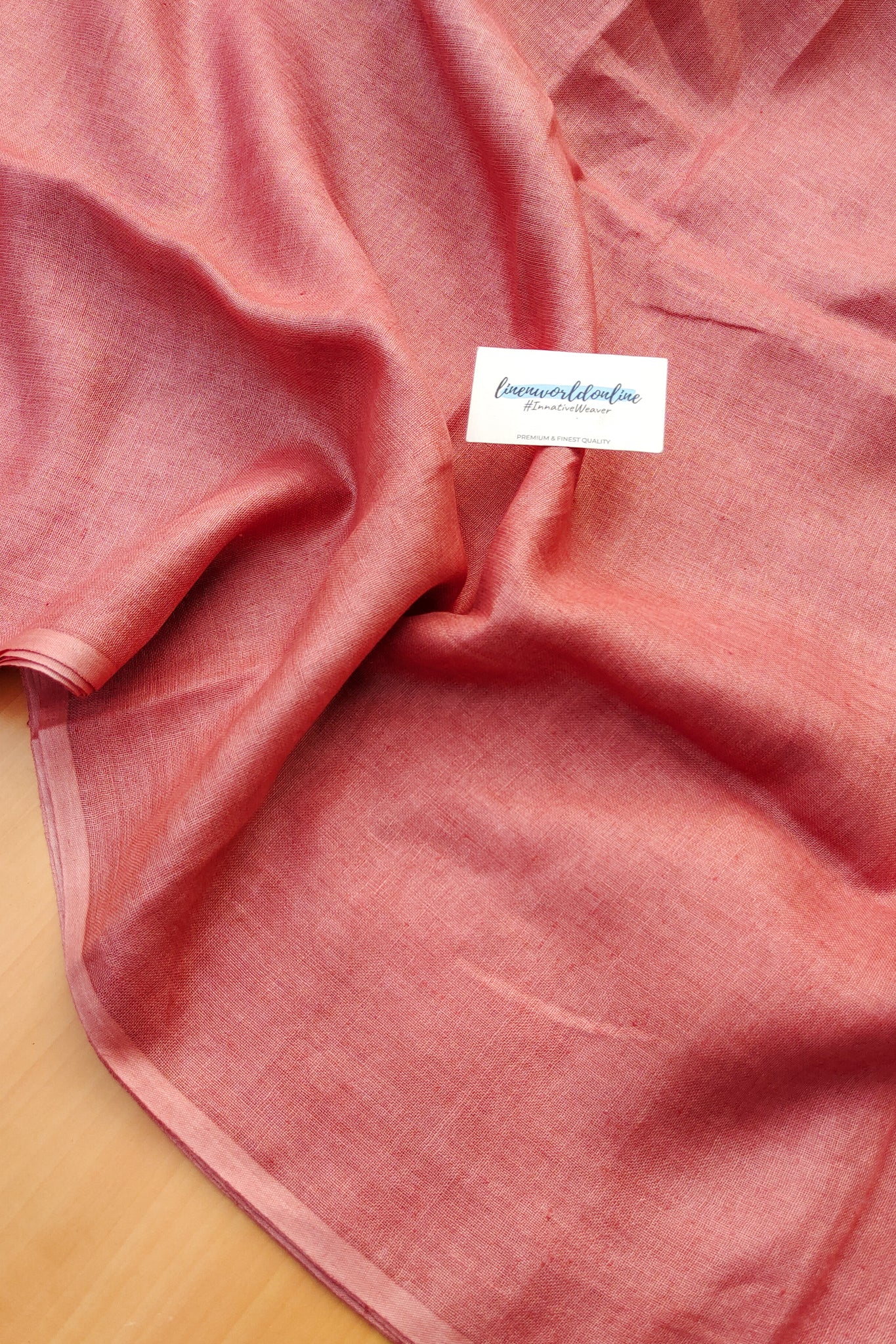peach pure linen saree - linenworldonline.in