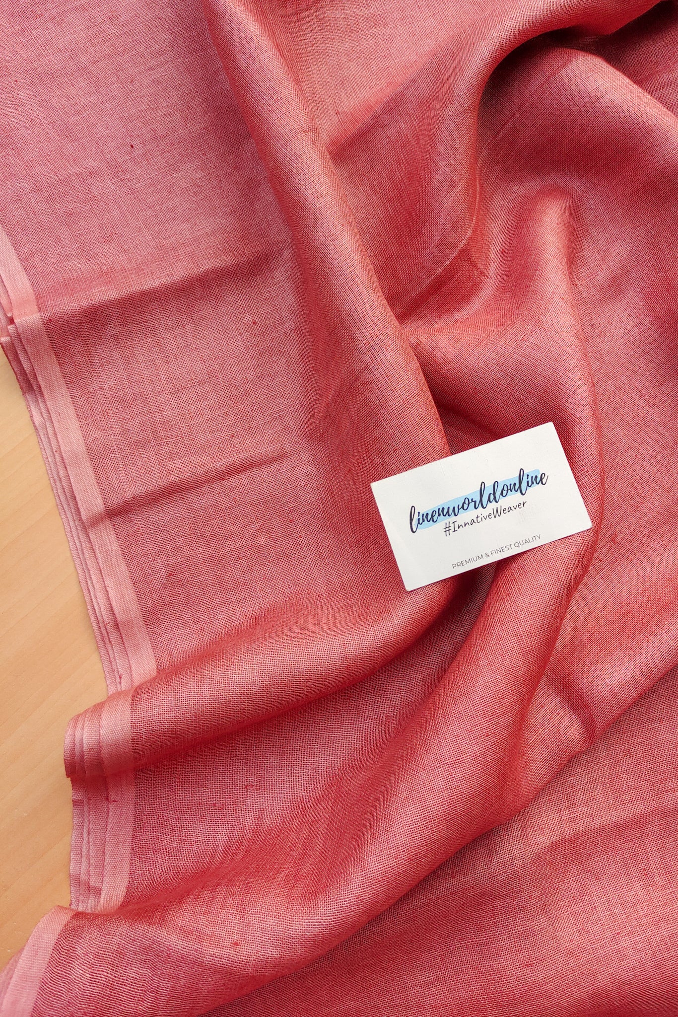 peach pure linen saree - linenworldonline.in