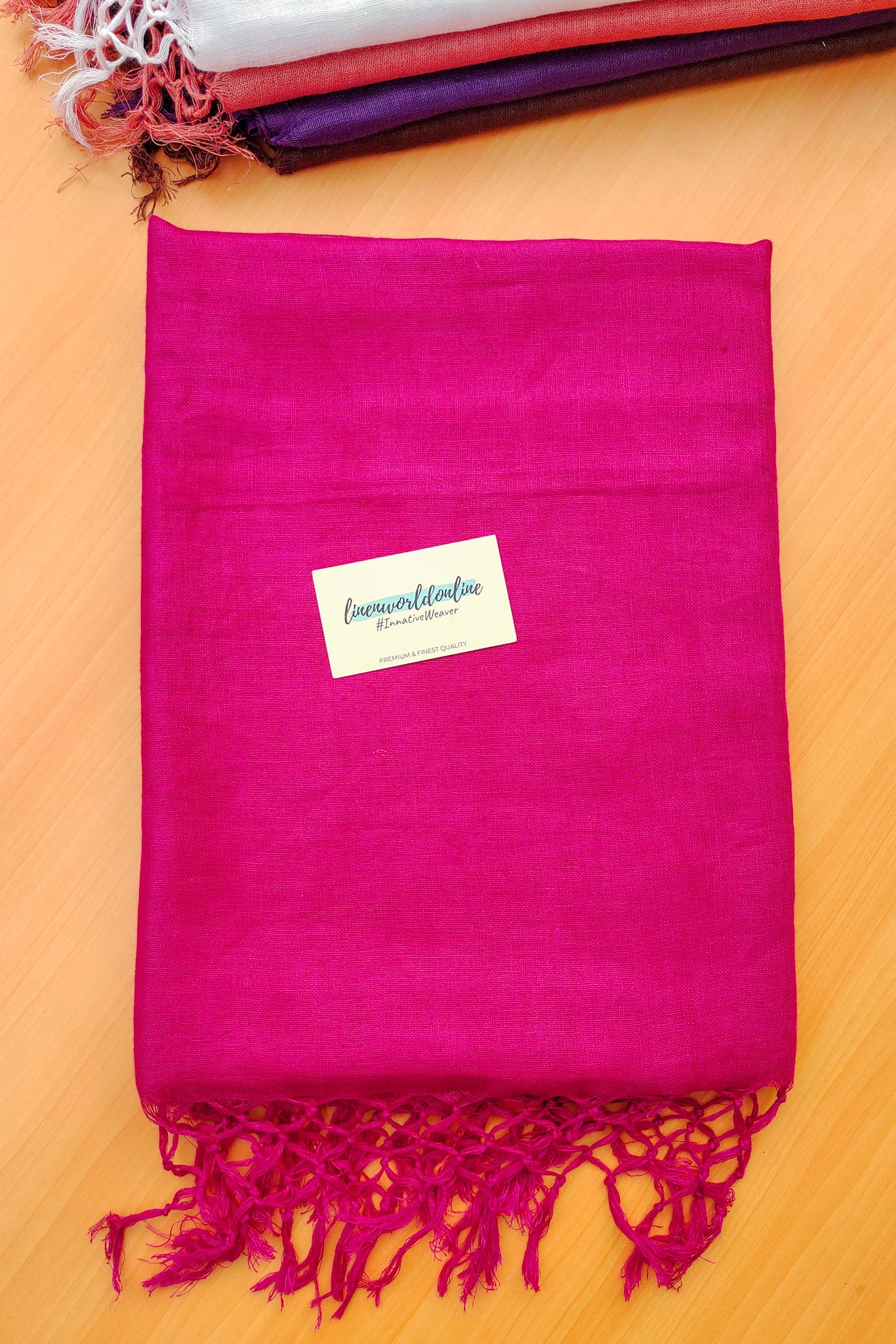 pink pure linen saree - linenworldonline.in