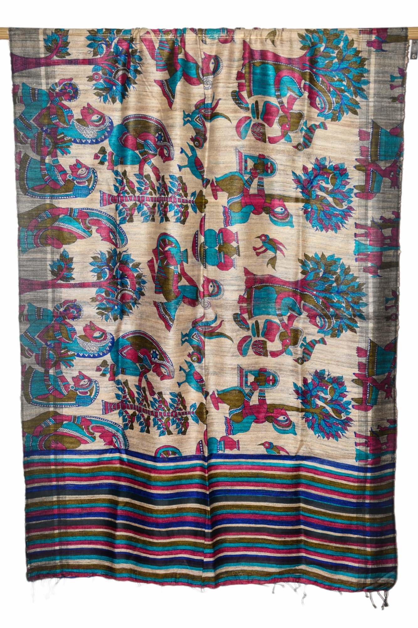 ghicha tussar silk printed dupatta - linenworldonline.in