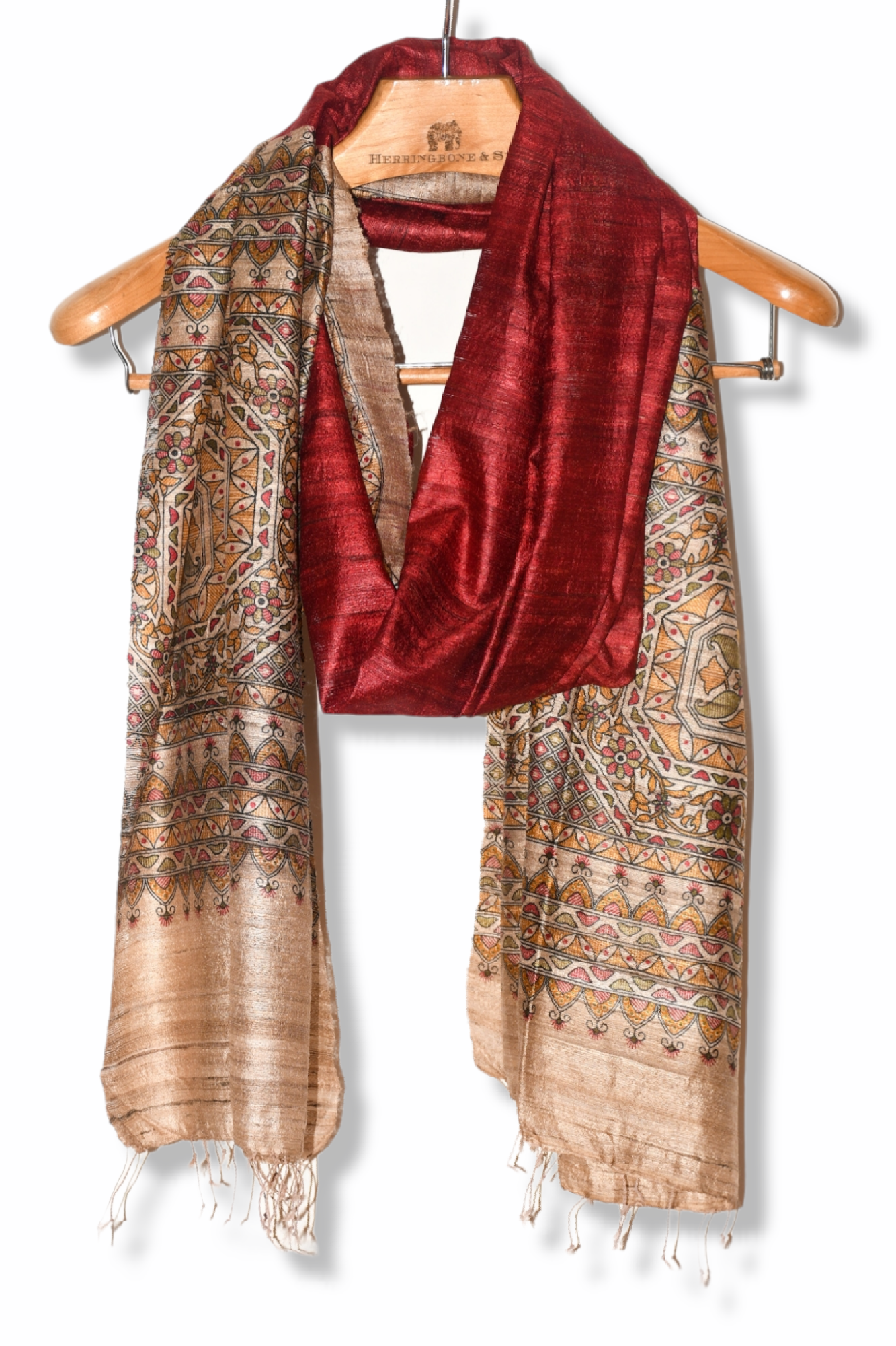ghicha tussar silk printed dupatta - linenworldonline.in