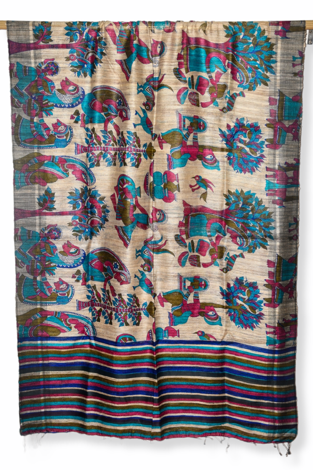 ghicha tussar silk printed dupatta - linenworldonline.in