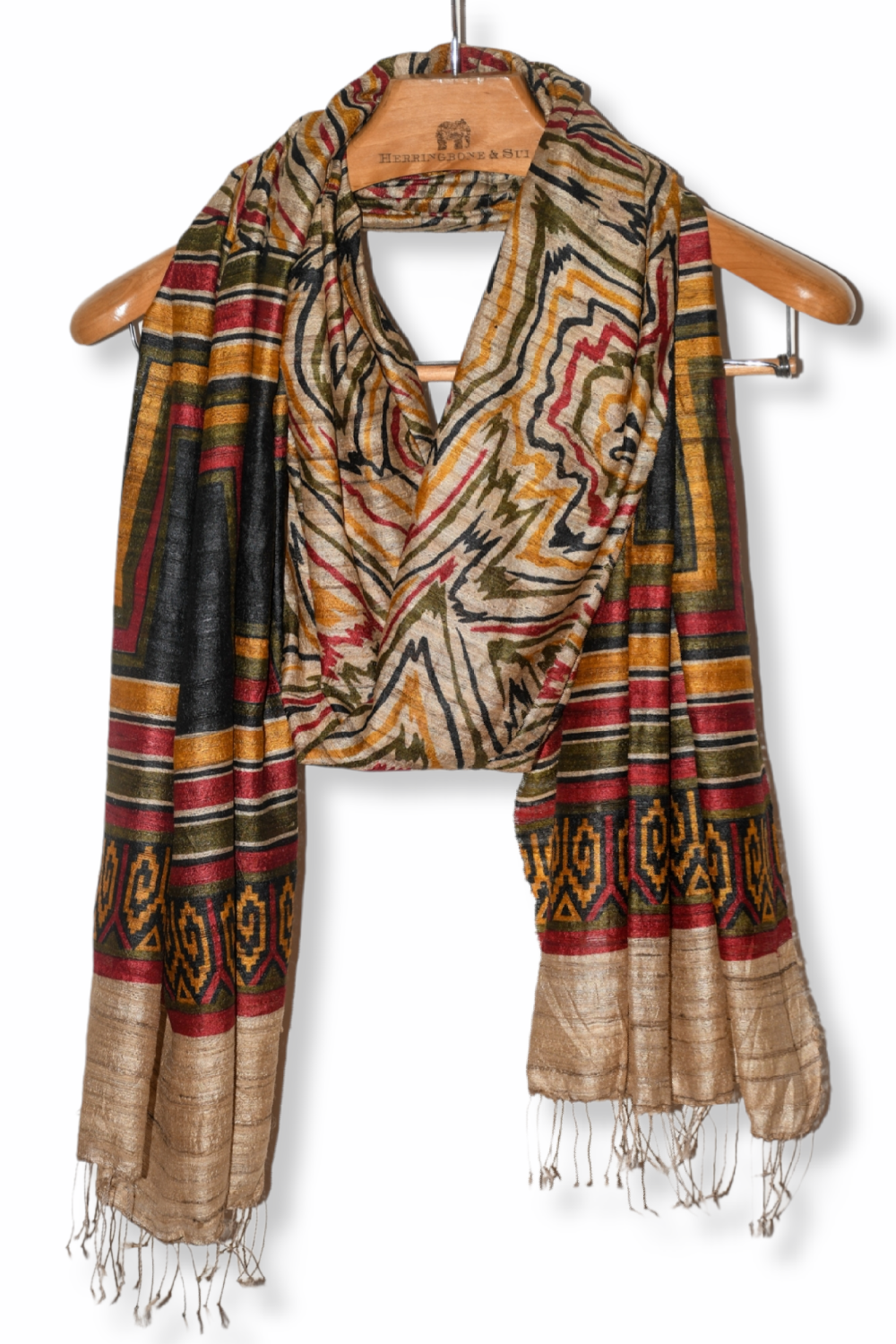 ghicha tussar silk printed dupatta - linenworldonline.in