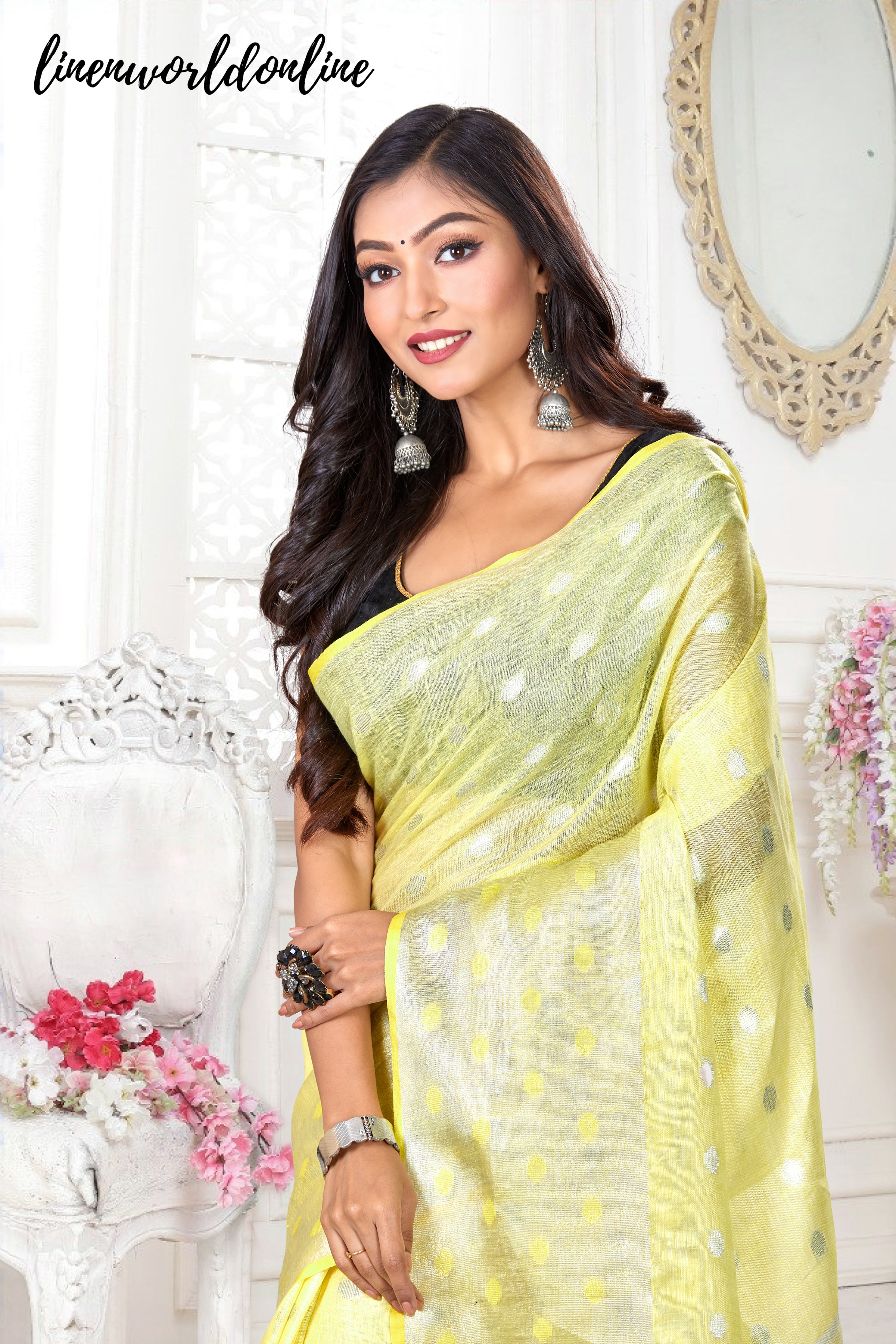 dobi woven pure linen saree