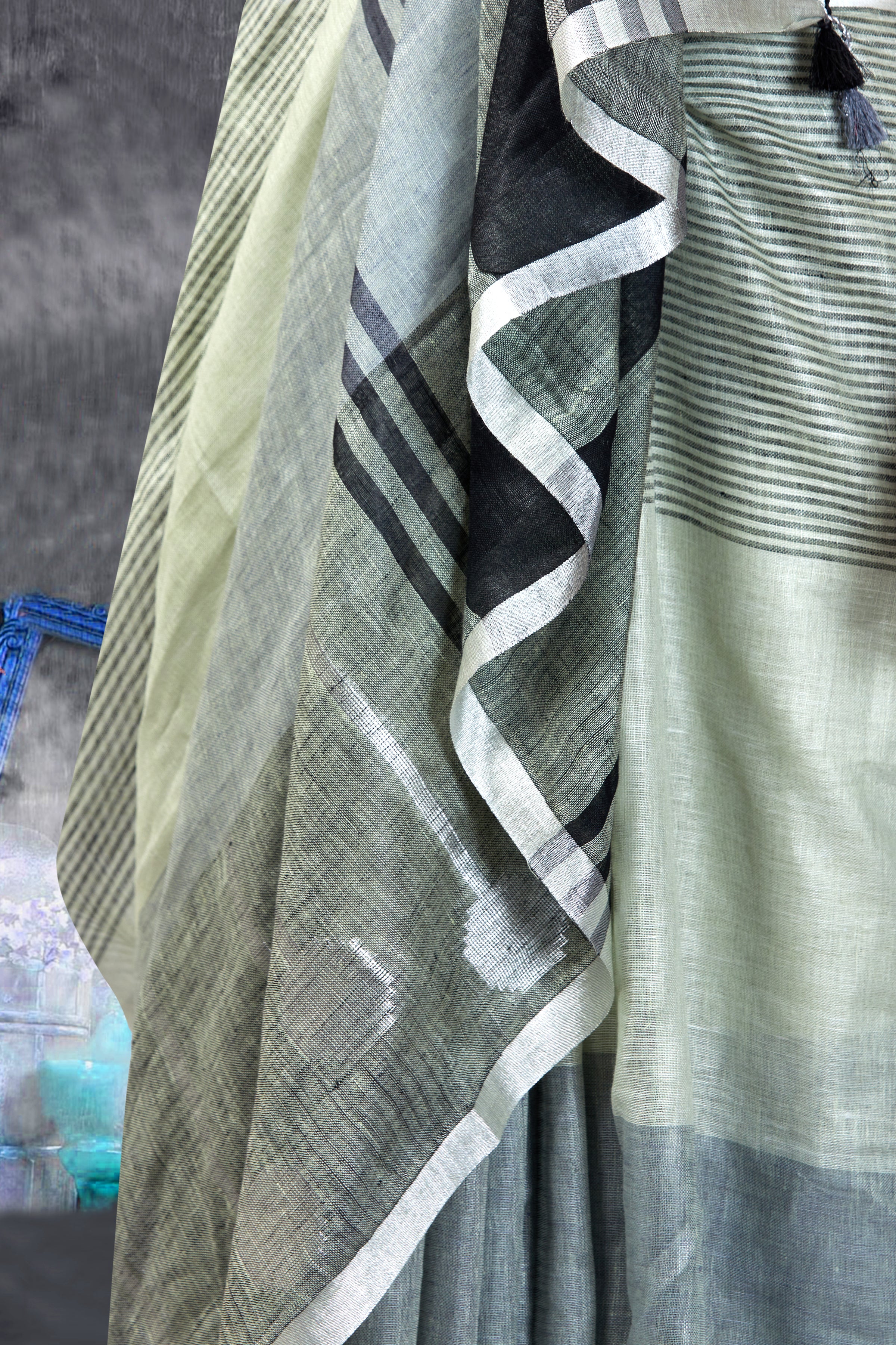 dobi woven pure linen saree