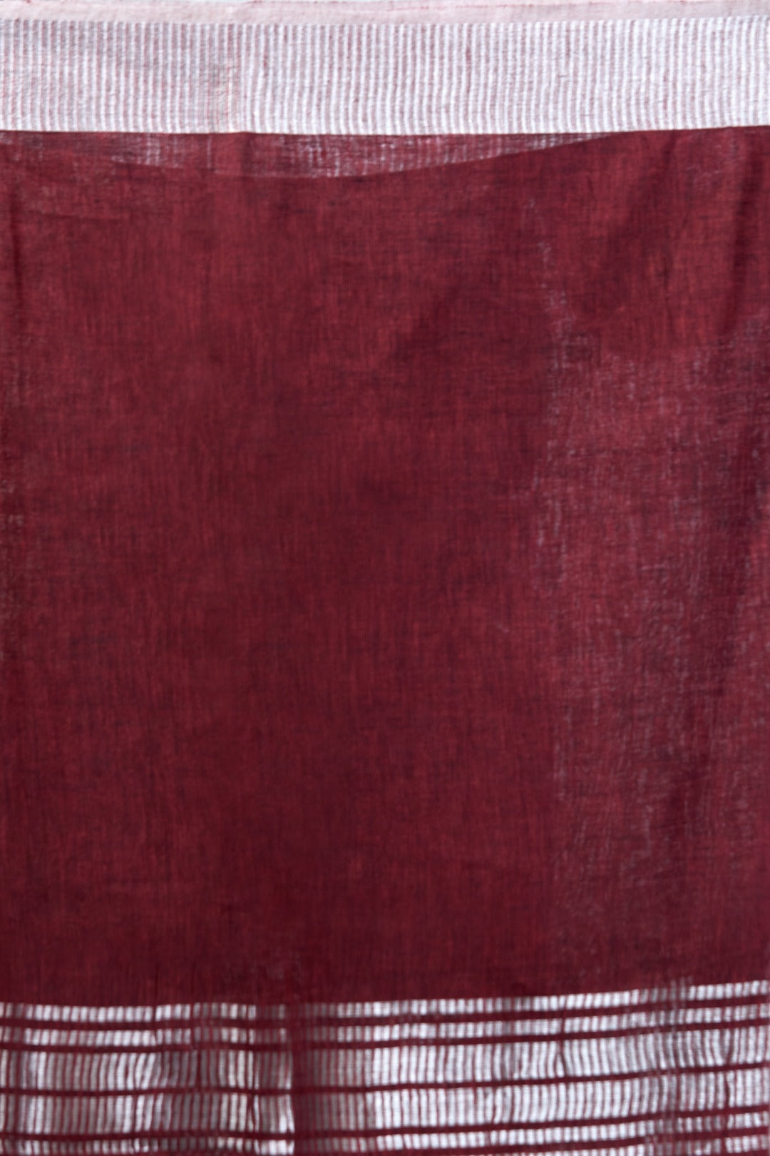 maroon dobiwoven pure linen saree - linenworldonline.in