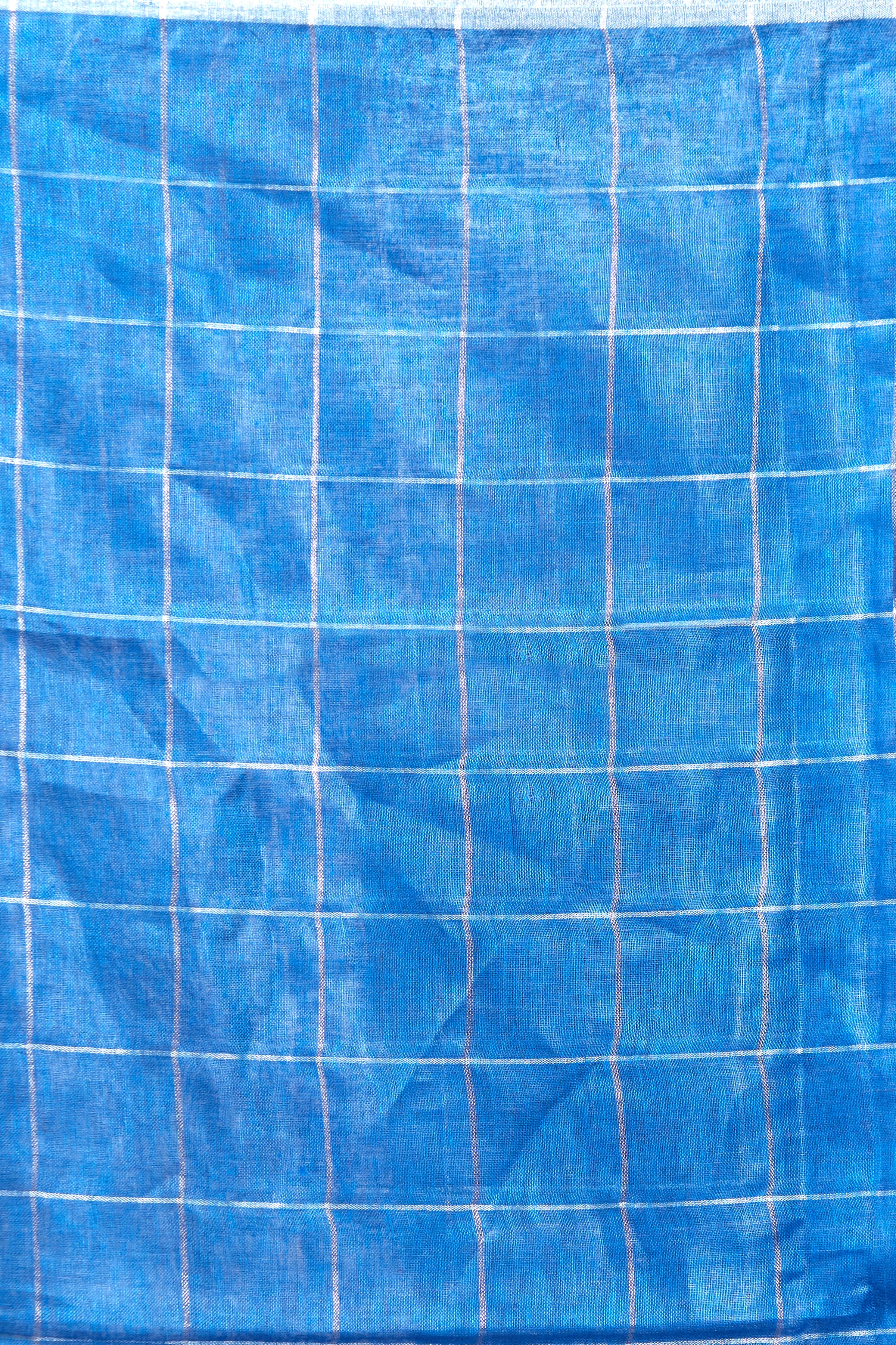 checkered handwoven linen saree