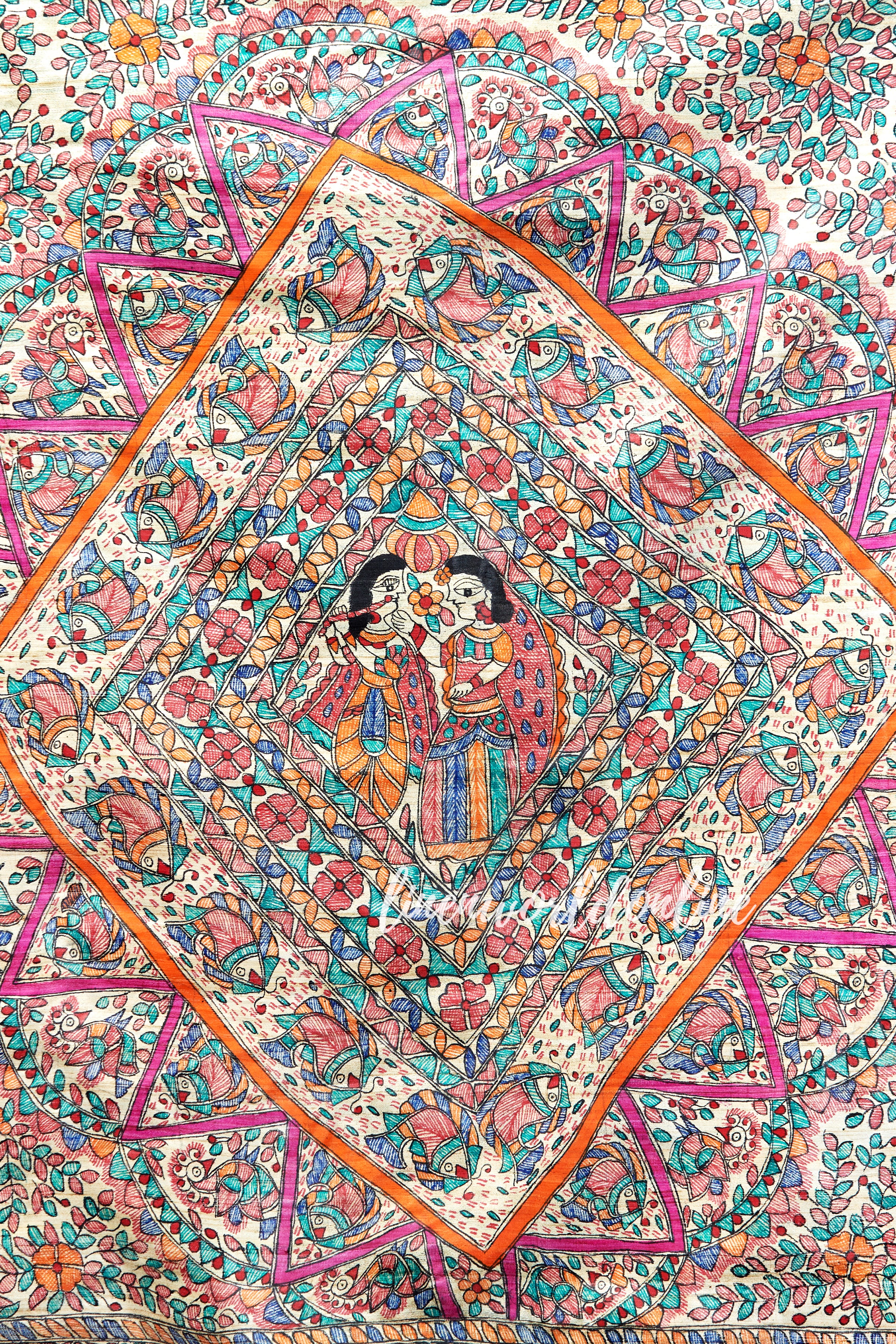 Madhubani Painted Ghicha Tussar Silk Saree