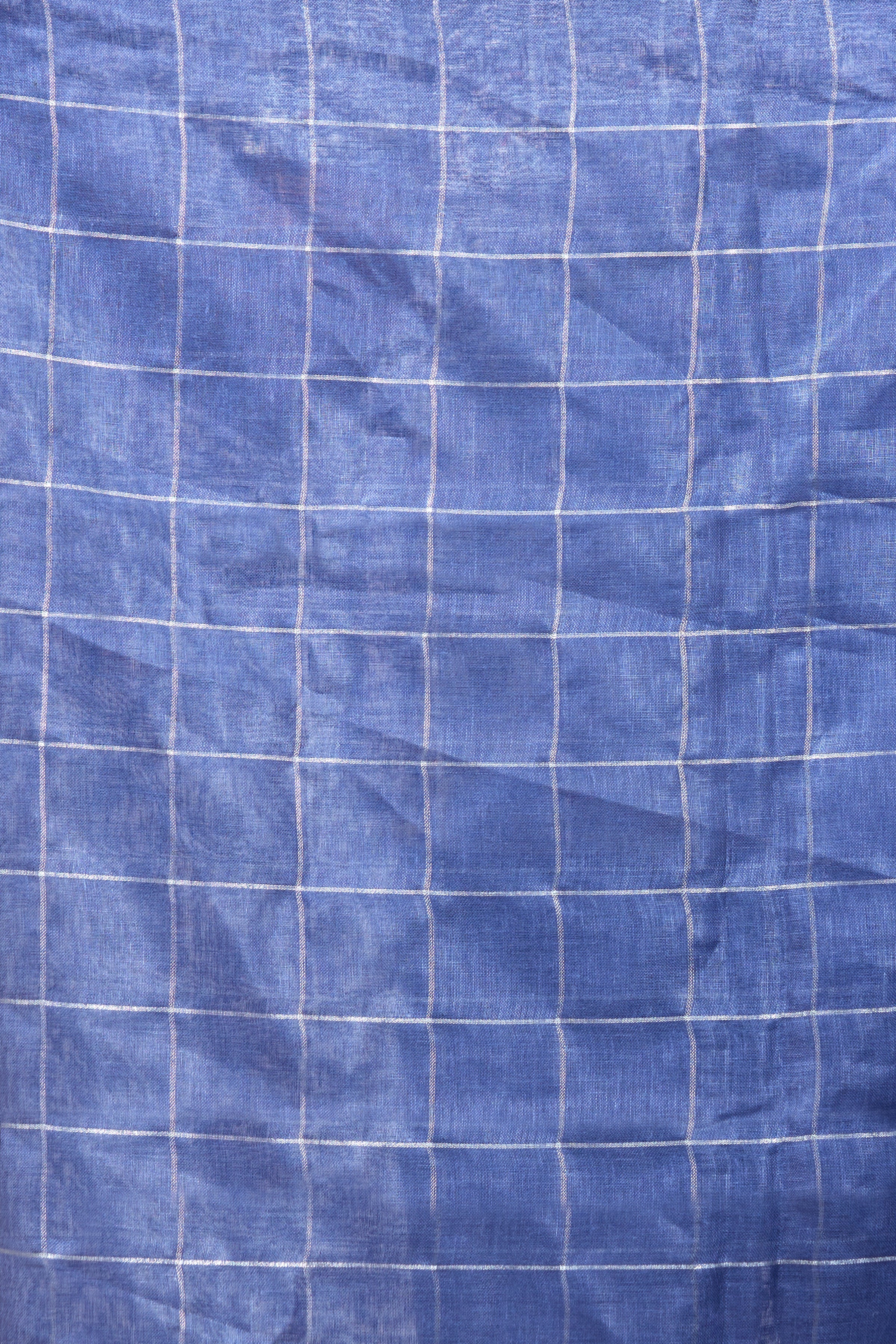 checkered woven pure linen saree