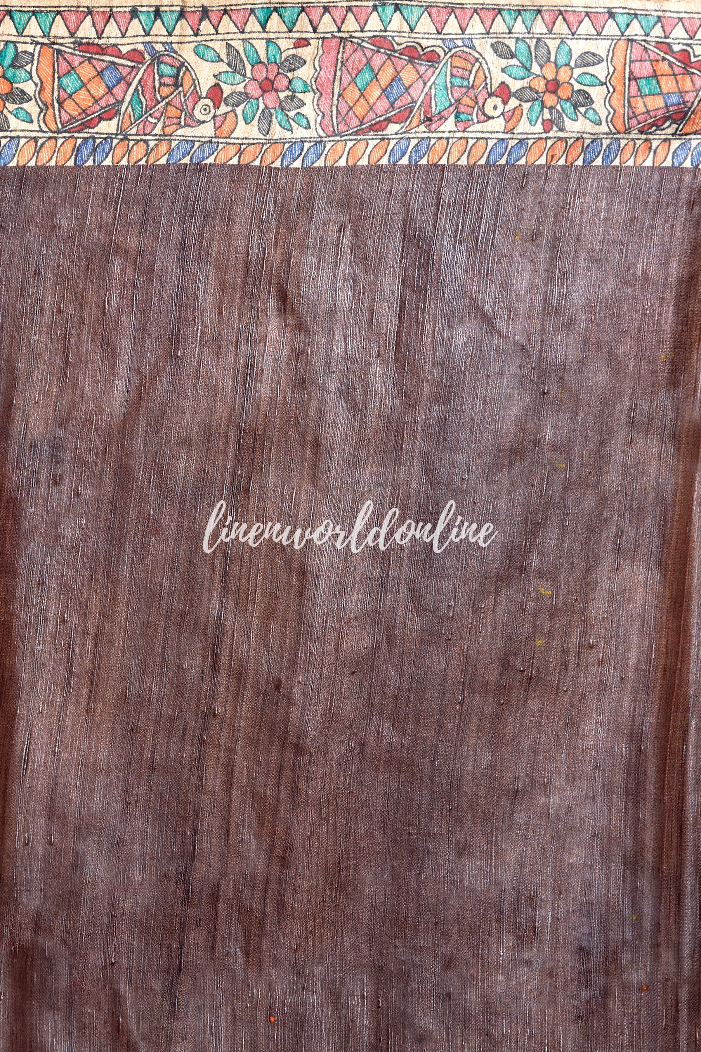 Madhubani Painted Ghicha Tussar Silk Saree