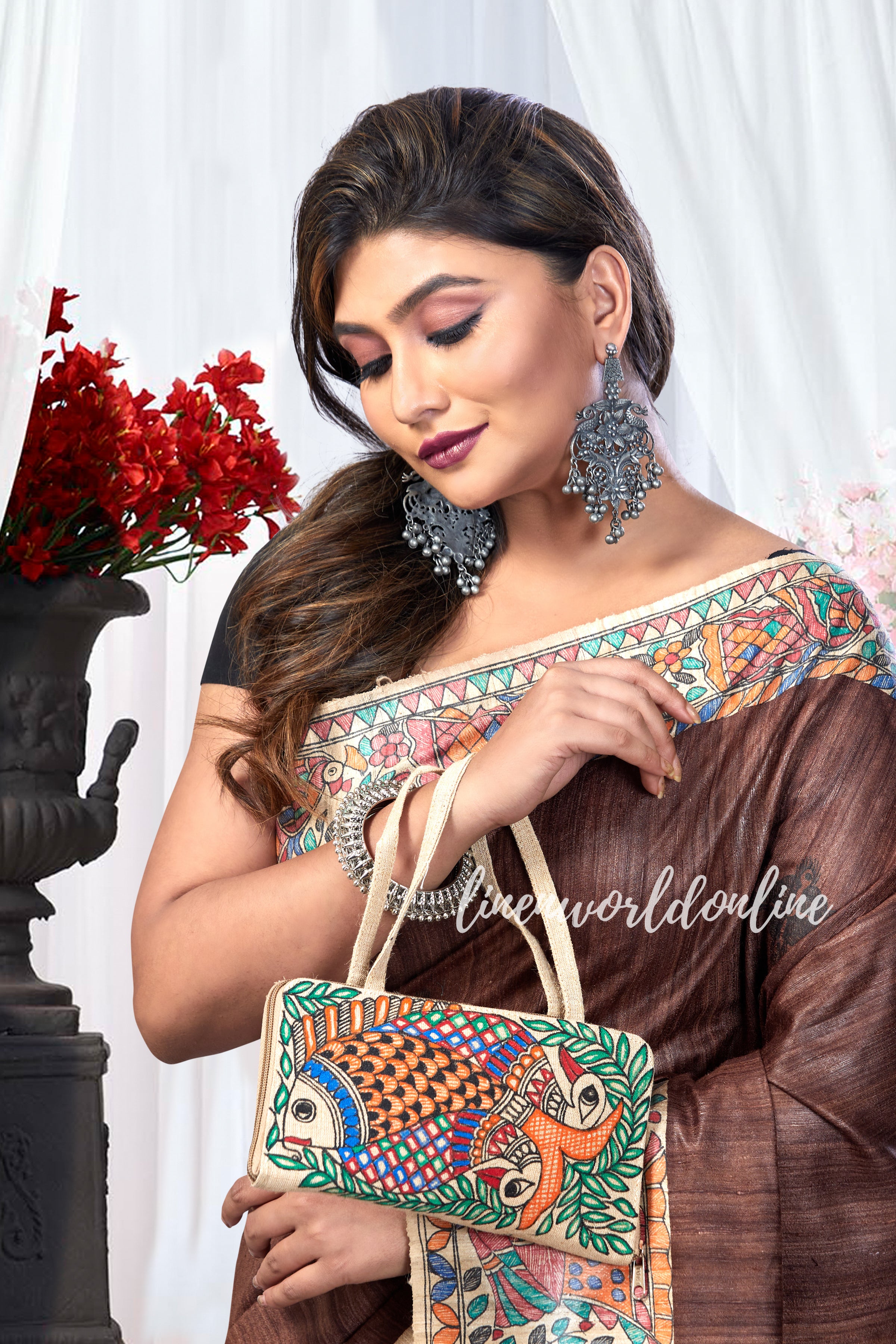 Madhubani Painted Ghicha Tussar Silk Saree