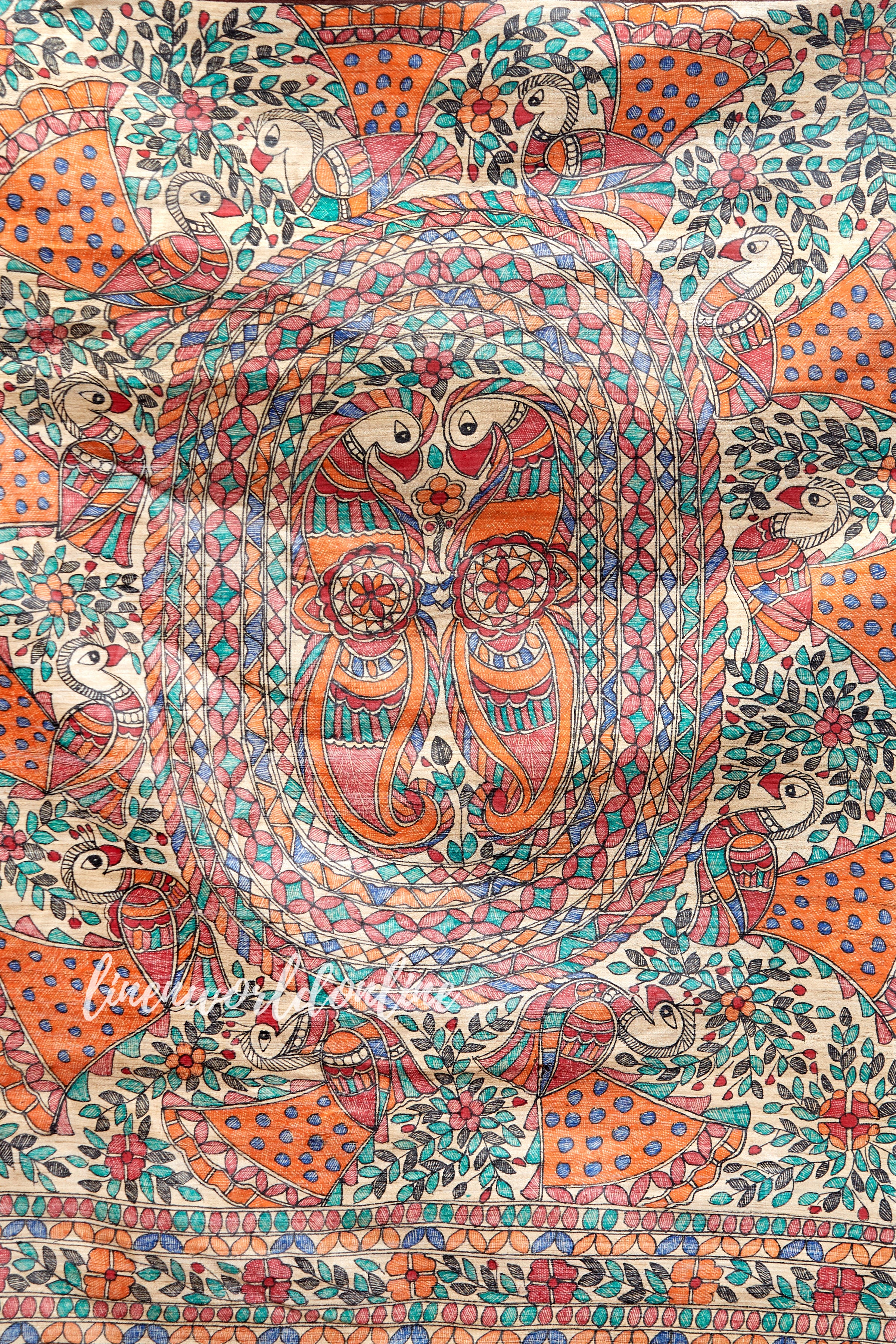 Madhubani Painted Ghicha Tussar Silk Saree