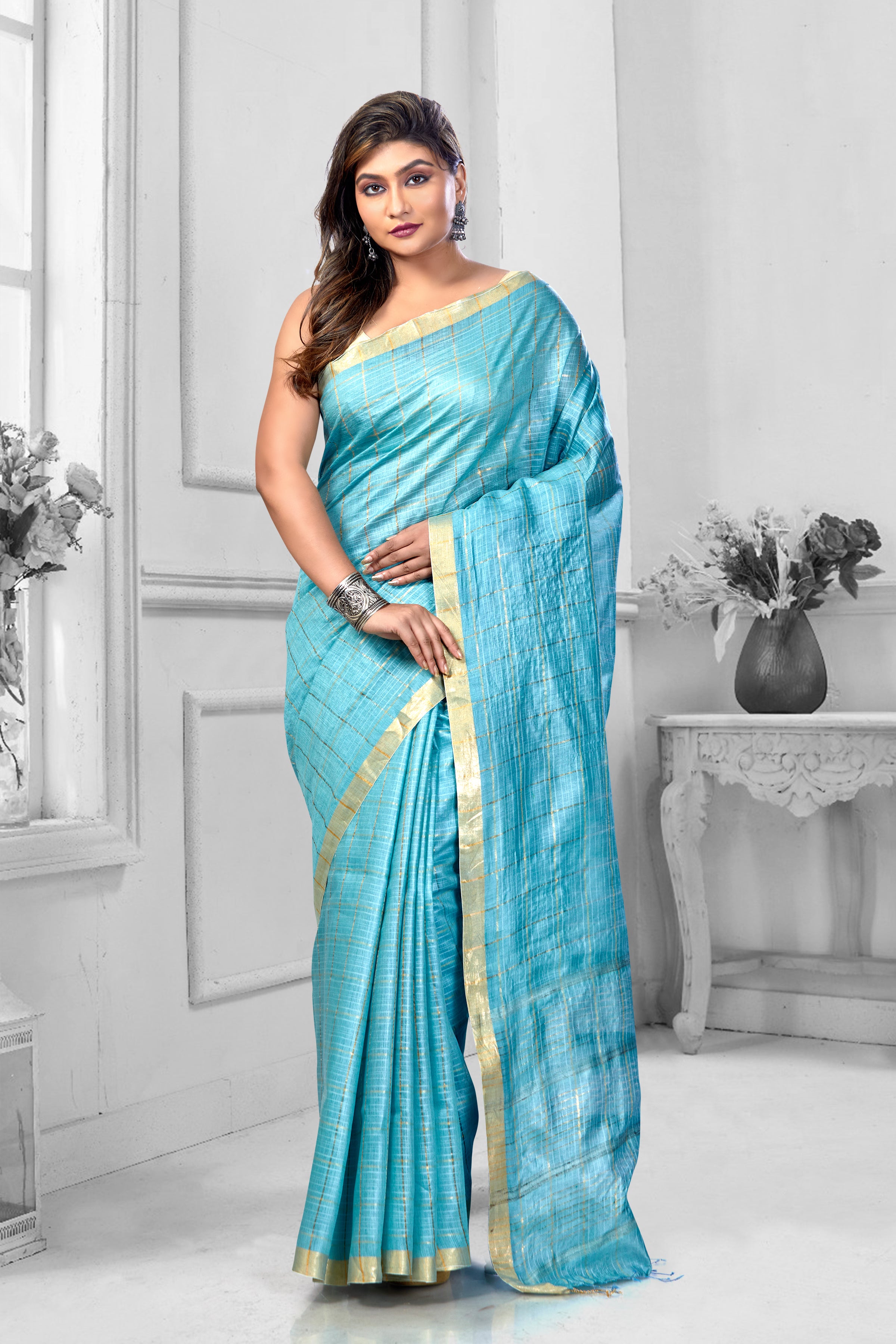preyasi tussar muga handloom silk saree