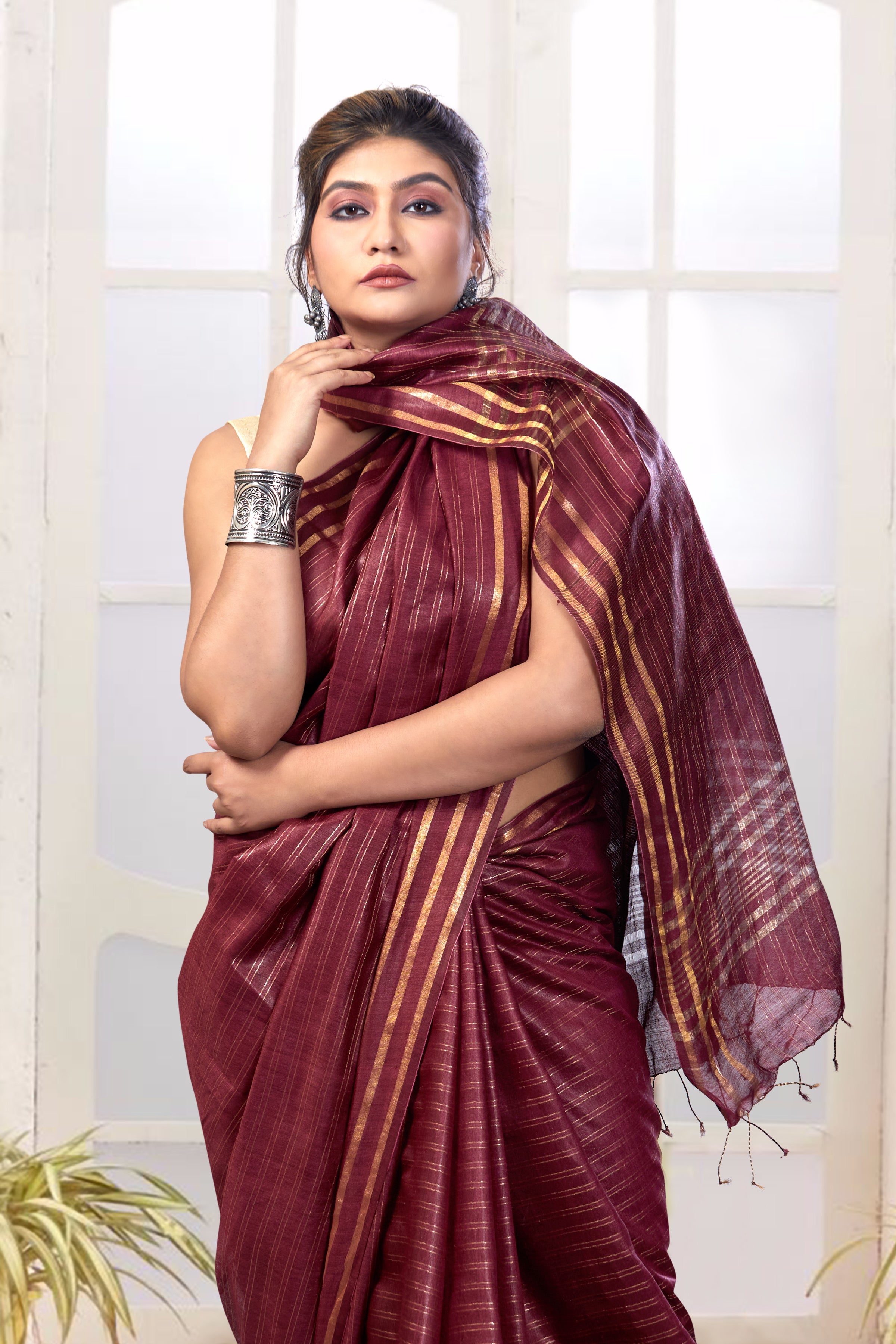 pihu tussar muga saree - linenworldonline.in