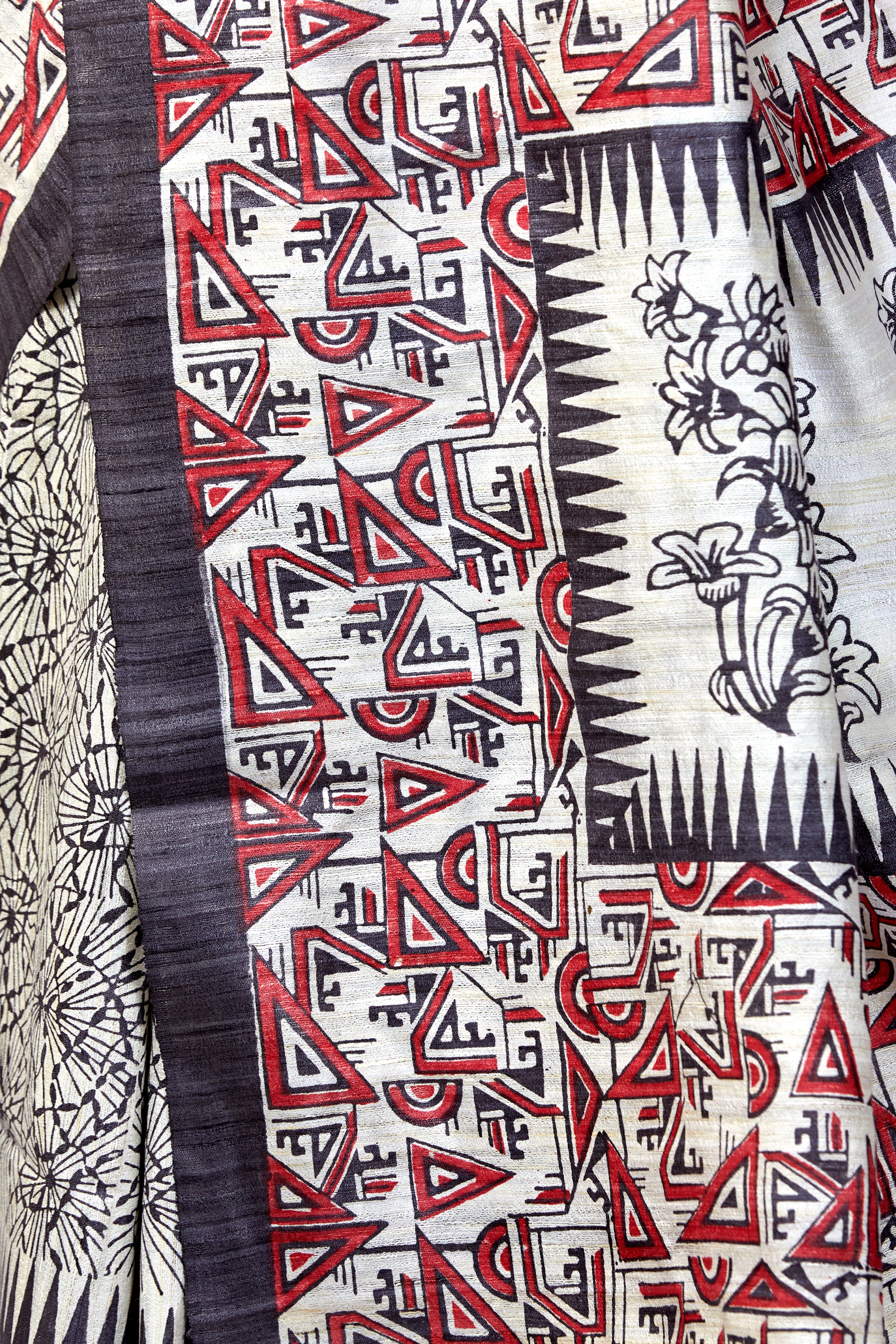 tussar ghicha block printed saree