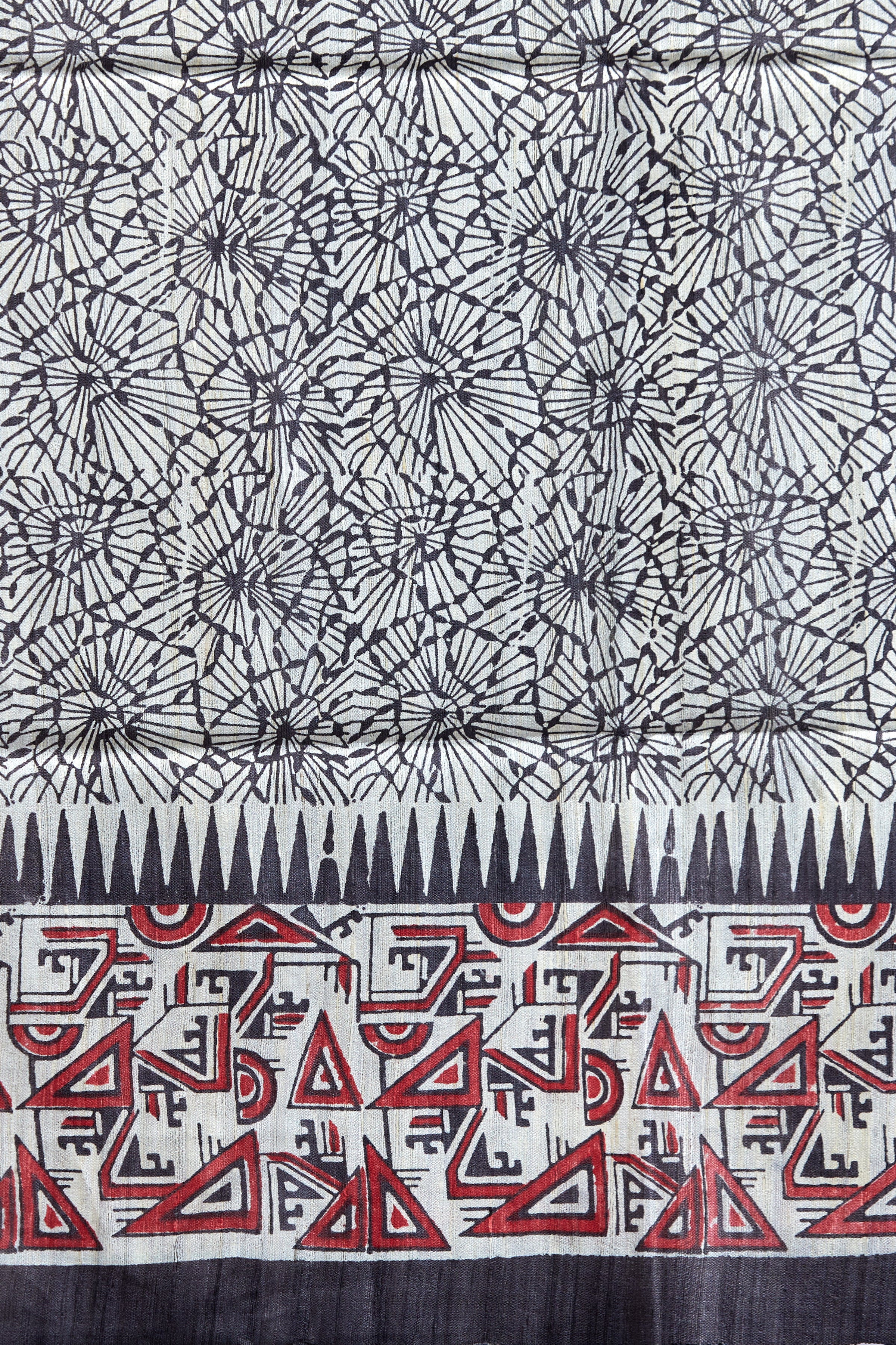 tussar ghicha block printed saree