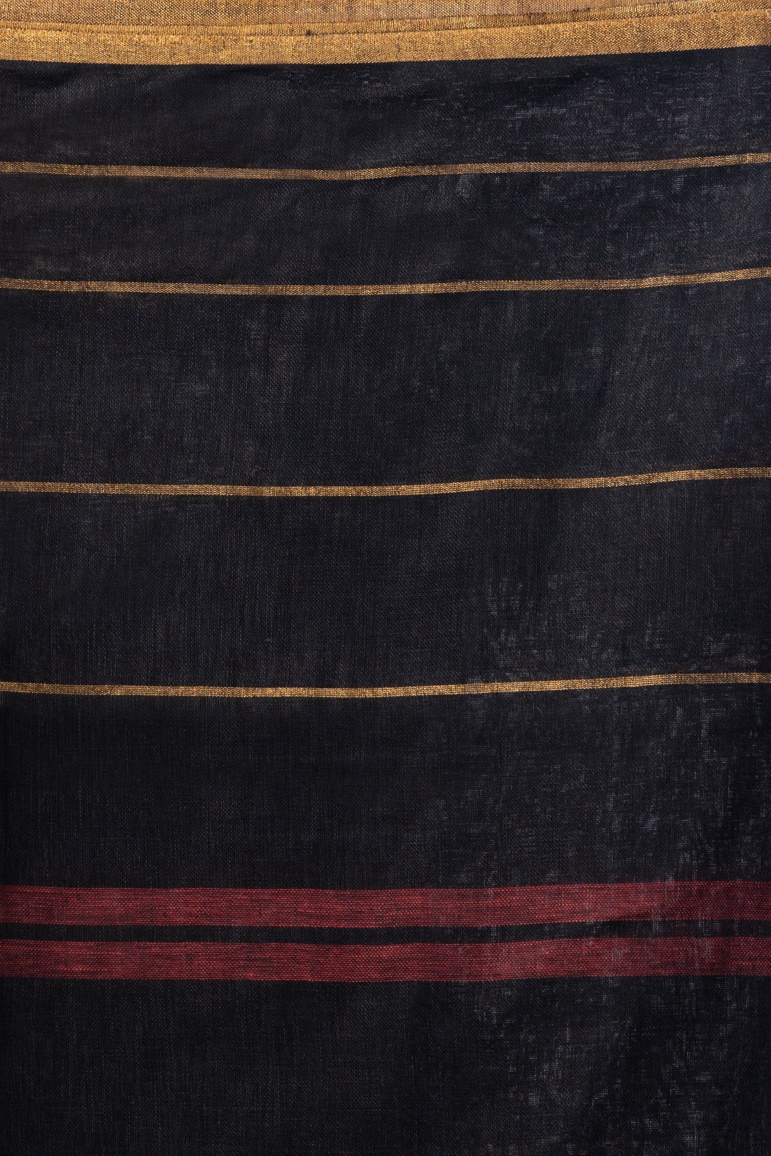 black handloom pure linen saree - linenworldonline.in