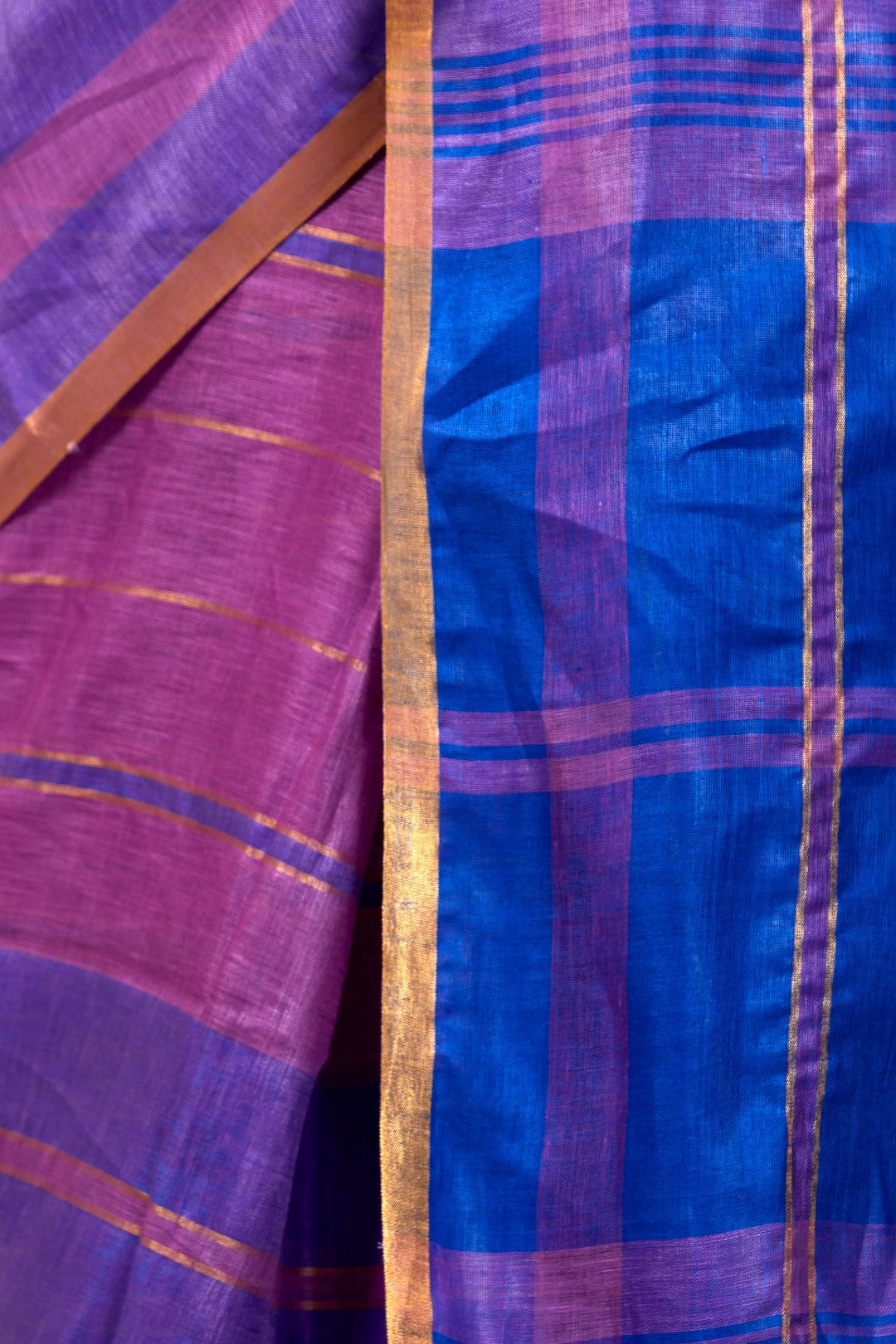 pale magenta handloom pure linen saree - linenworldonline.in