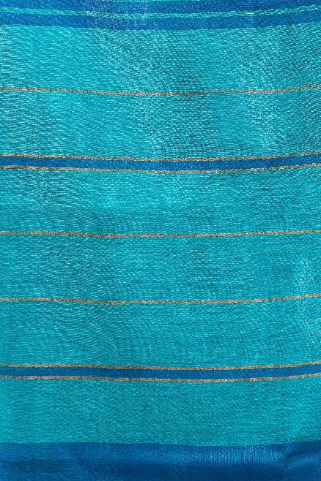 turquoise blue handloom pure linen saree - linenworldonline.in