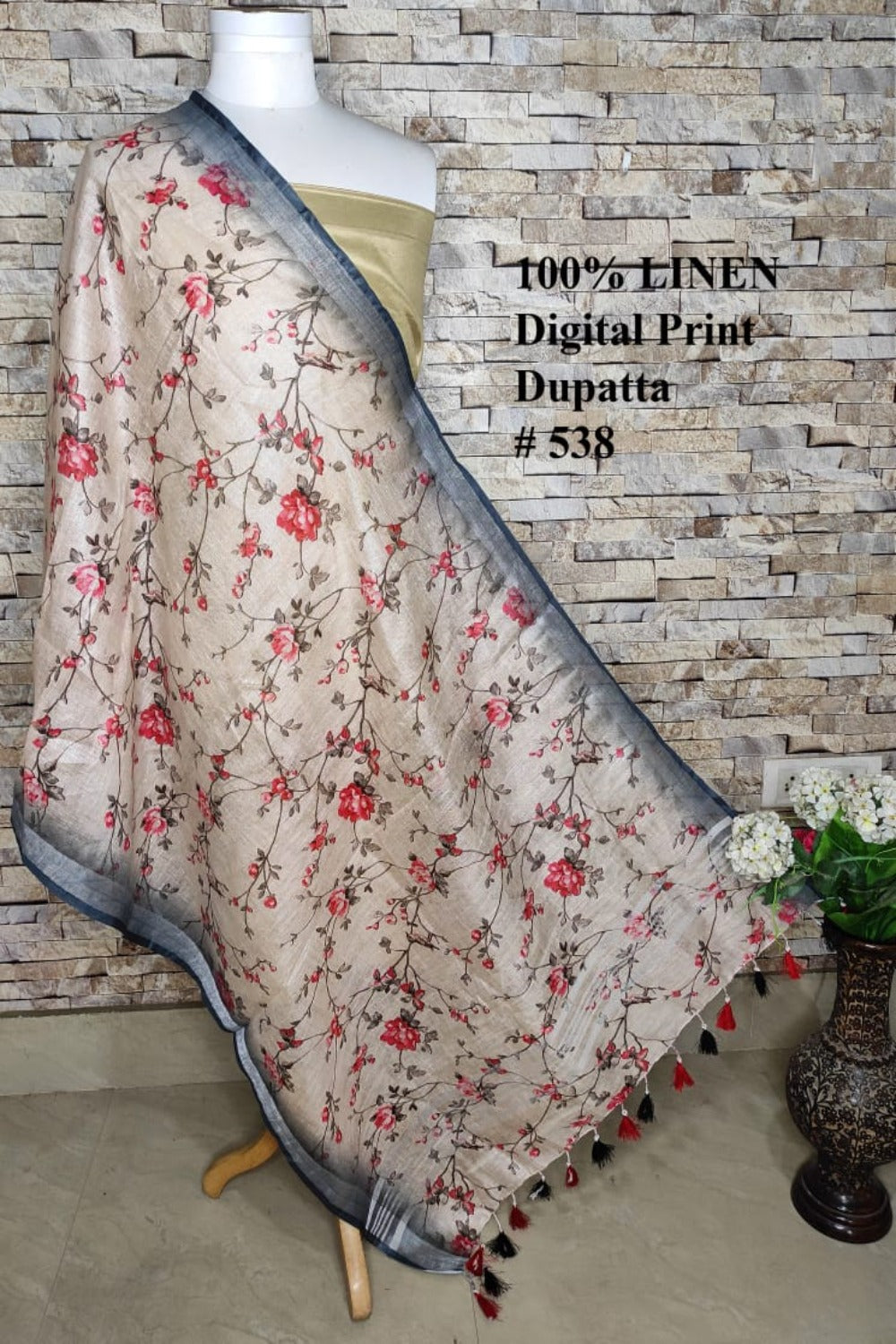 cream digital printed scarf - linenworldonline.in