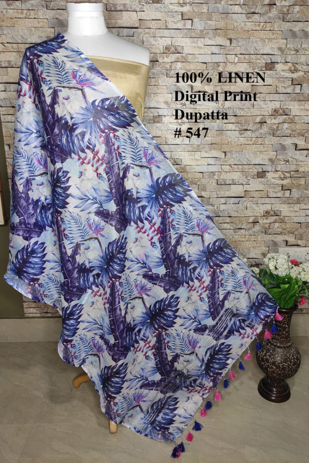 blue green digital printed scarf - linenworldonline.in