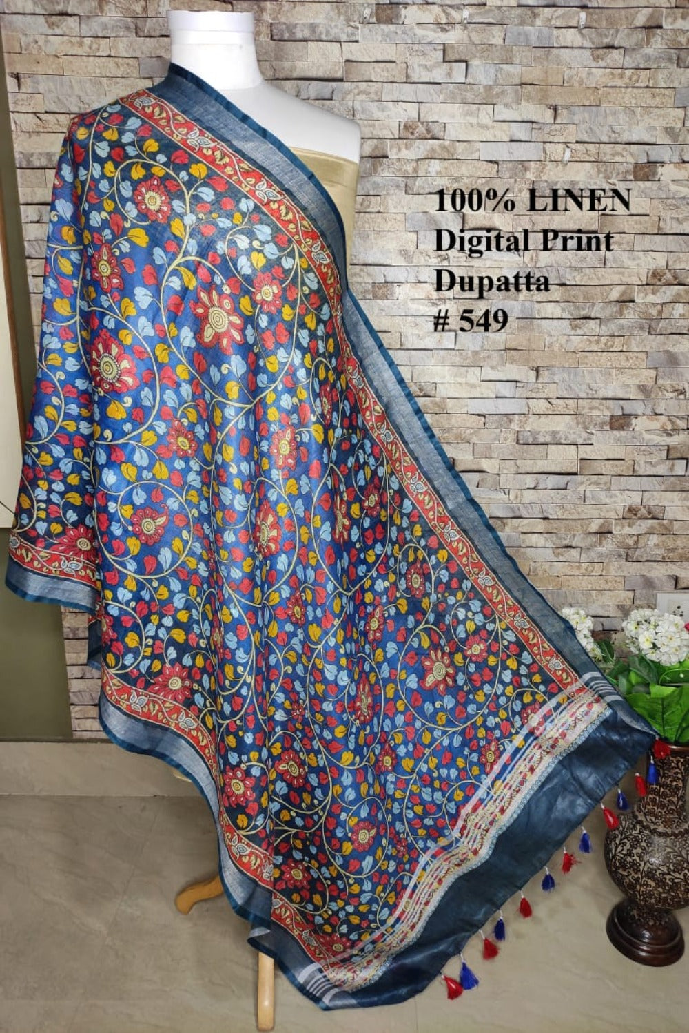 blue green digital printed scarf - linenworldonline.in
