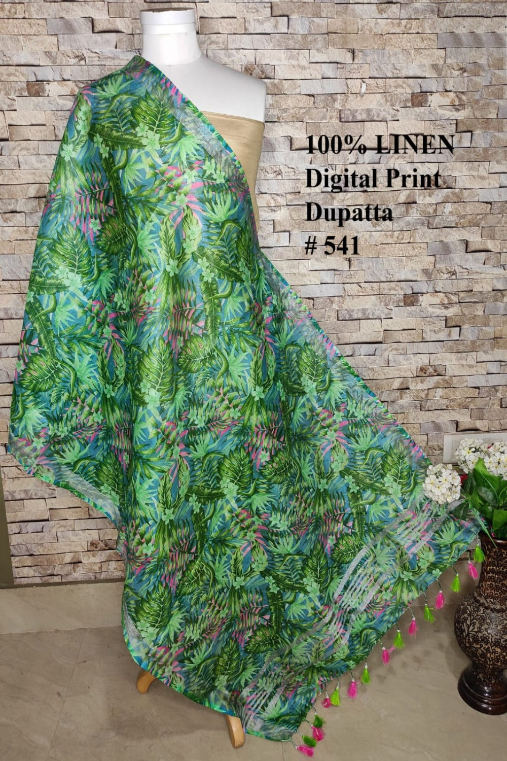 green digital printed scarf - linenworldonline.in