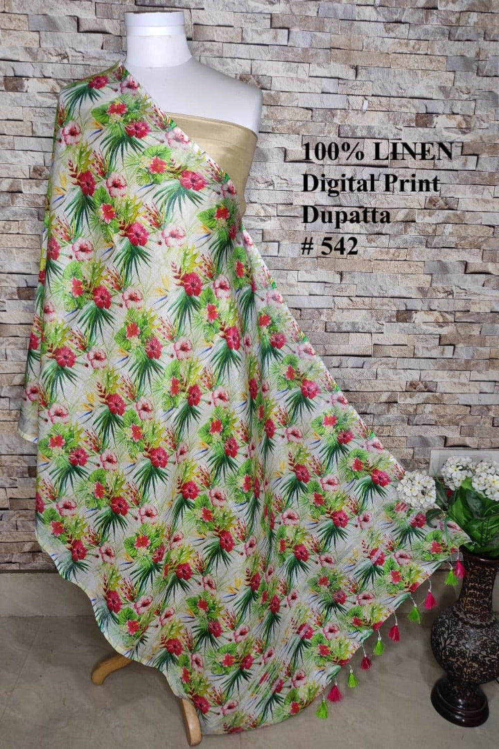 green digital printed scarf - linenworldonline.in