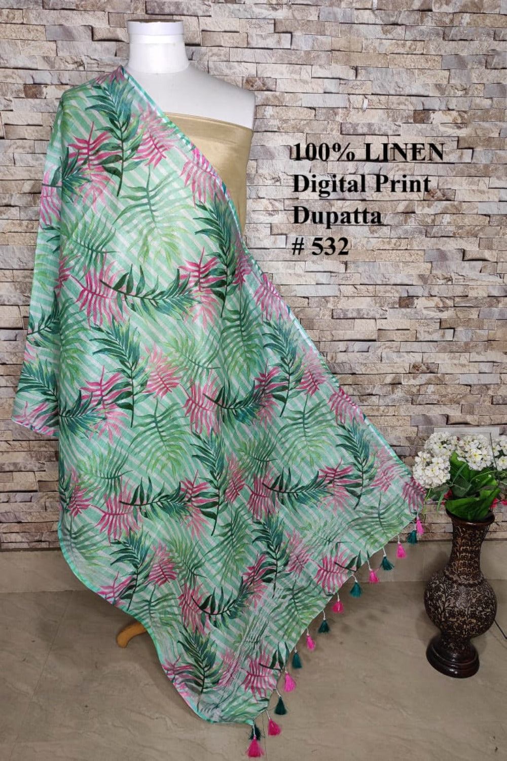 green digital printed scarf - linenworldonline.in