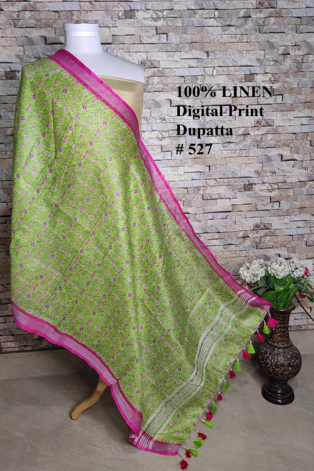 pink green digital printed scarf - linenworldonline.in
