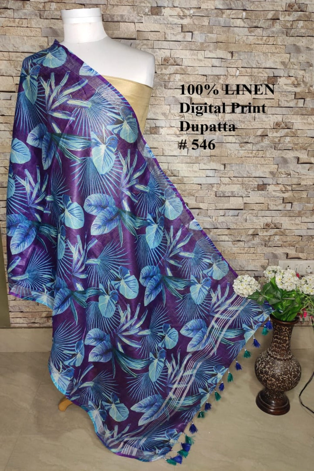 blue digital printed scarf - linenworldonline.in
