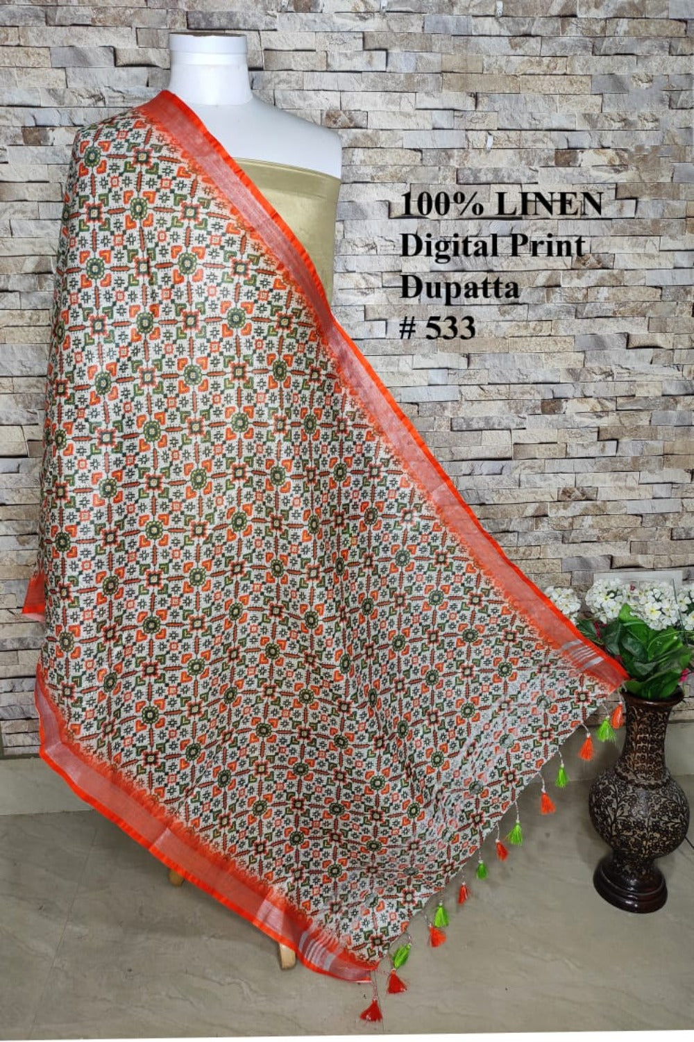 orange digital printed scarf - linenworldonline.in